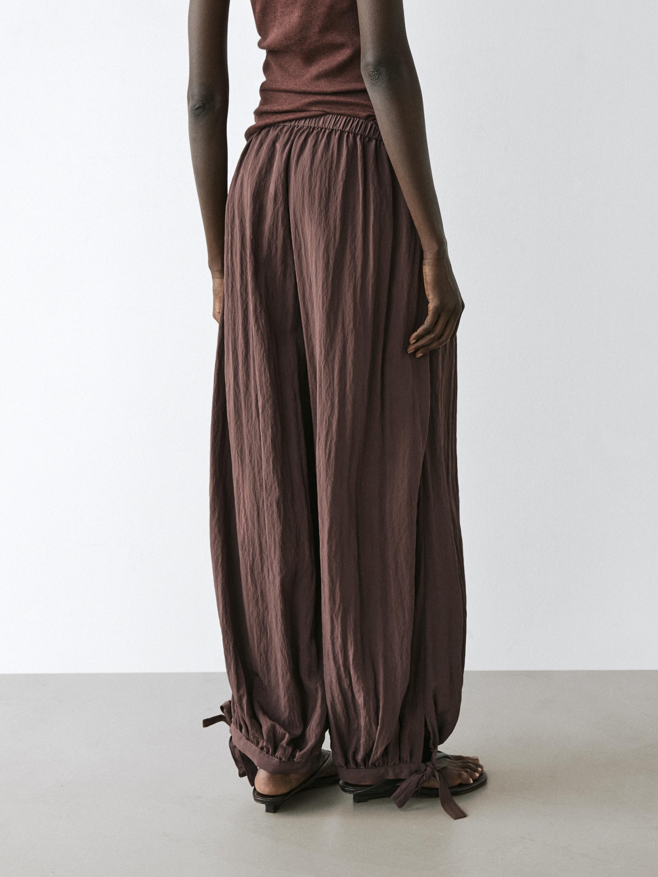 flowing draped pants — MOLE BROWN
