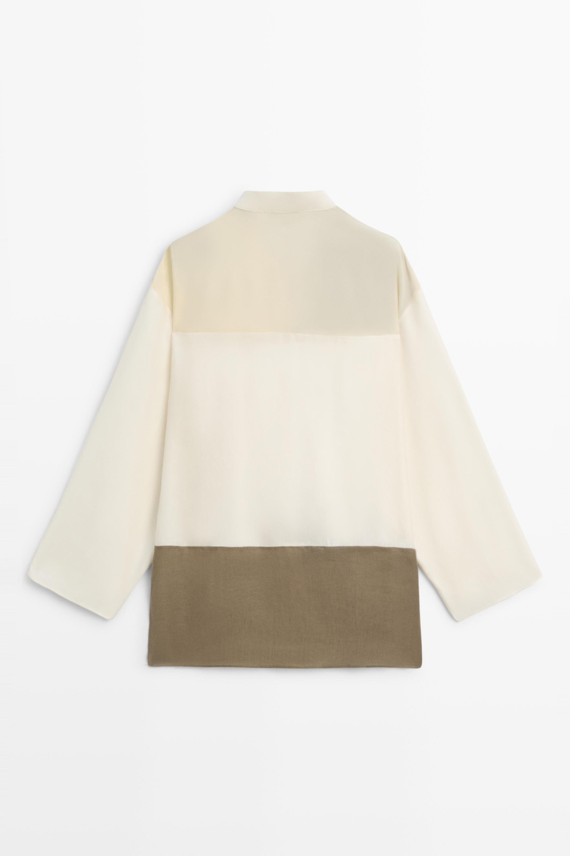 Camicia fluida con colletto con fascetta e contrasti