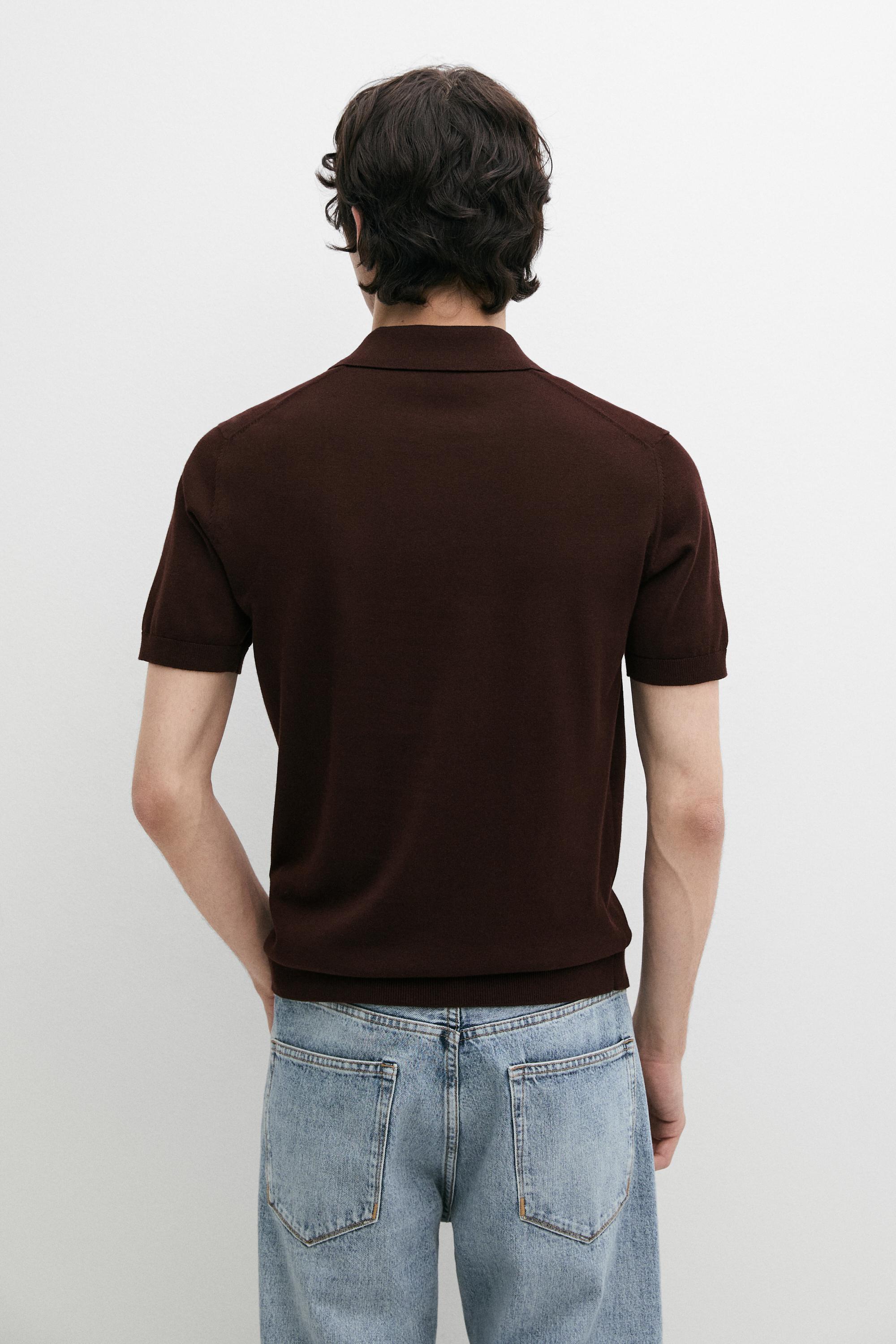 100% cotton knit polo shirt — BURGUNDY