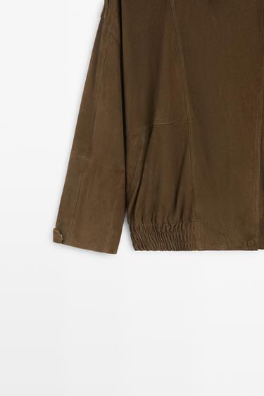 High collar suede bomber jacket — Green 7
