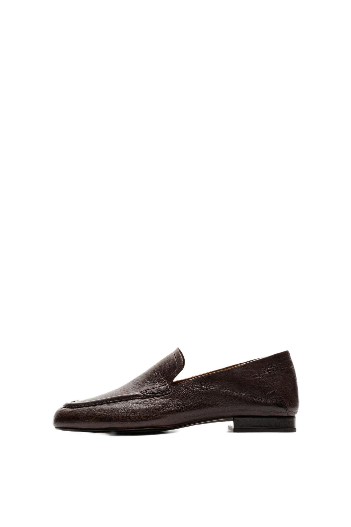 Leather heel loafer — BROWN