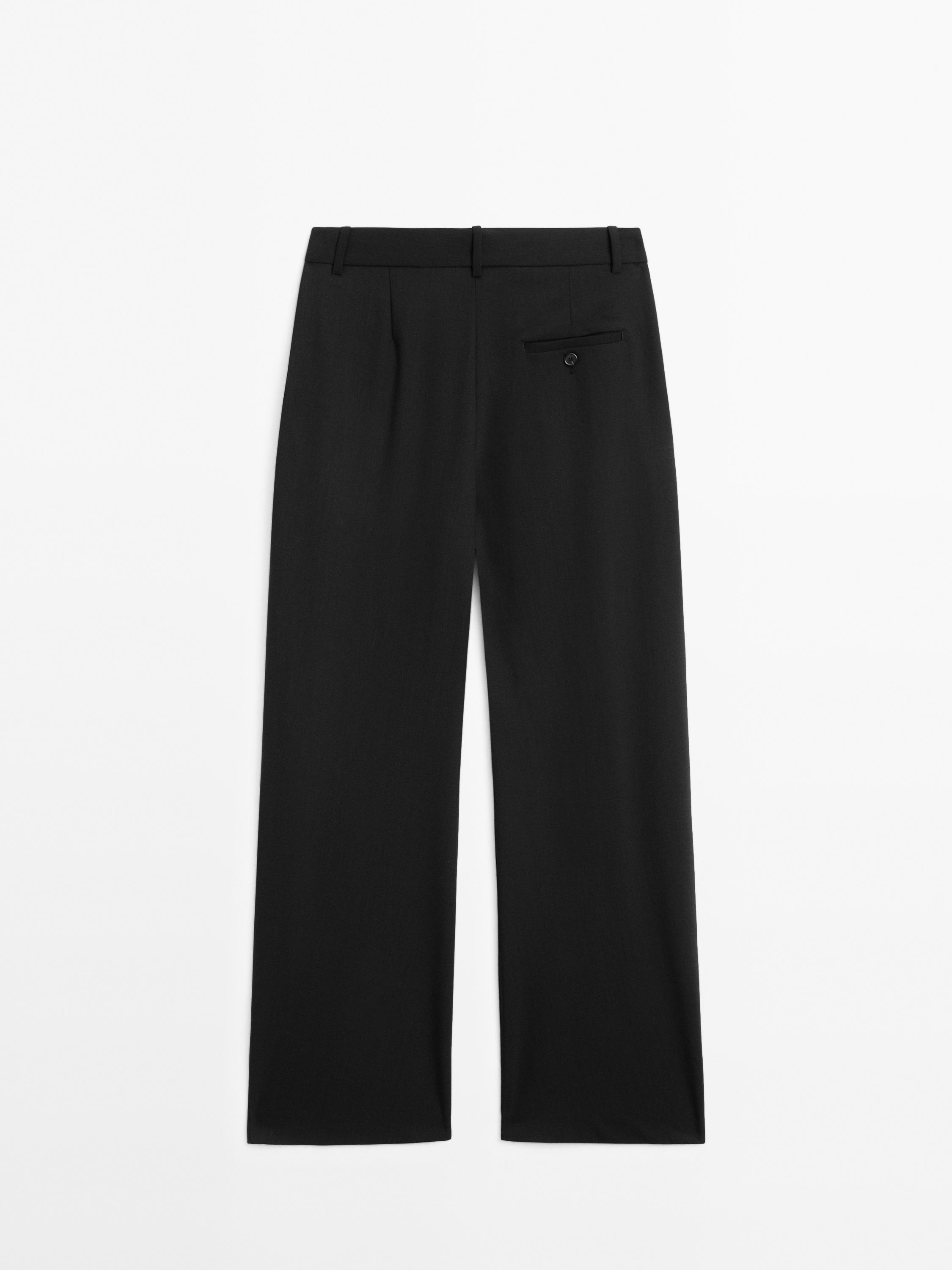 Darted wool blend trousers