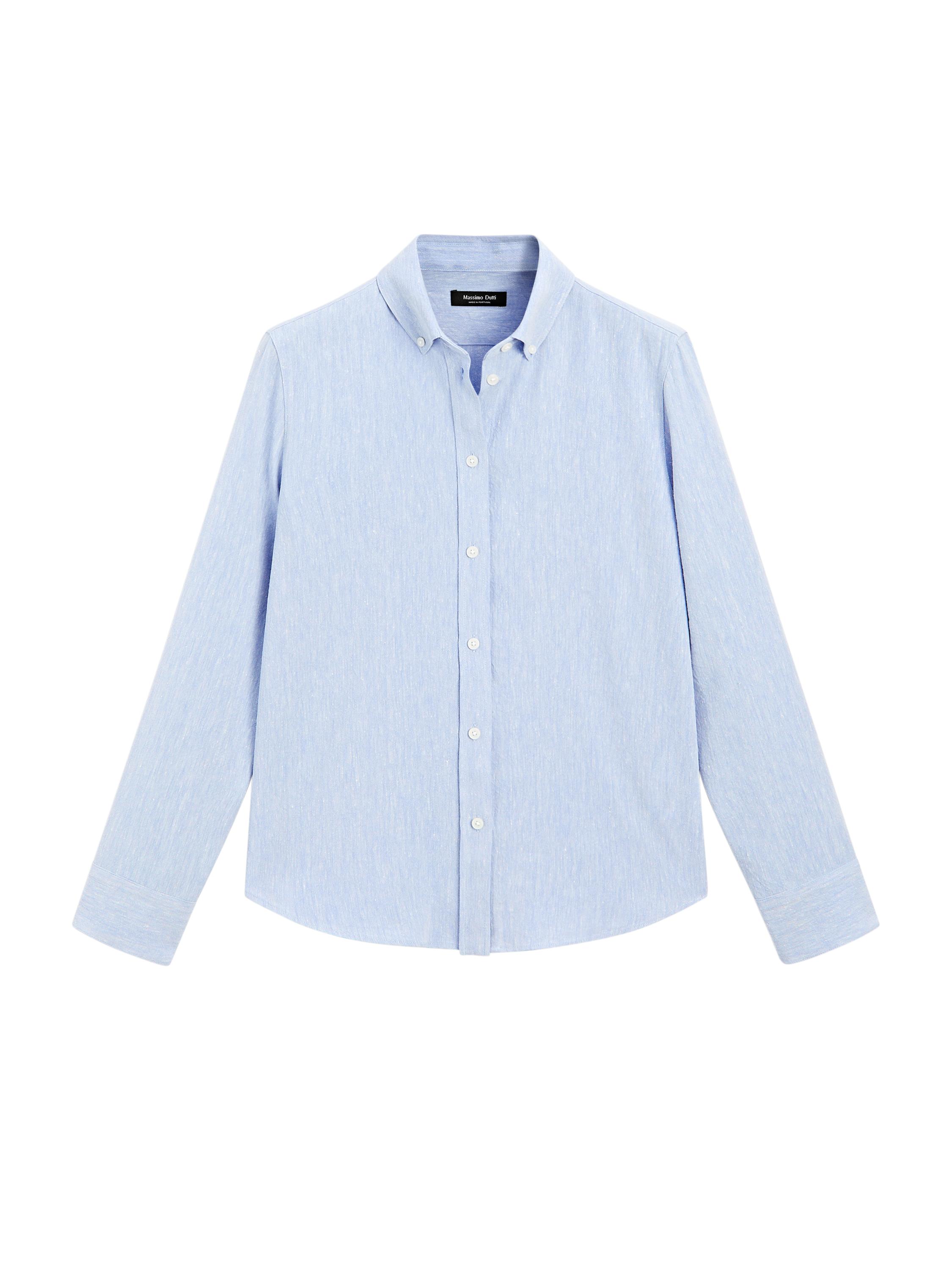 ★MASSIMO DUTTI★ リネン スリムシャツ 青 00175771400-o3.jpg?ts=