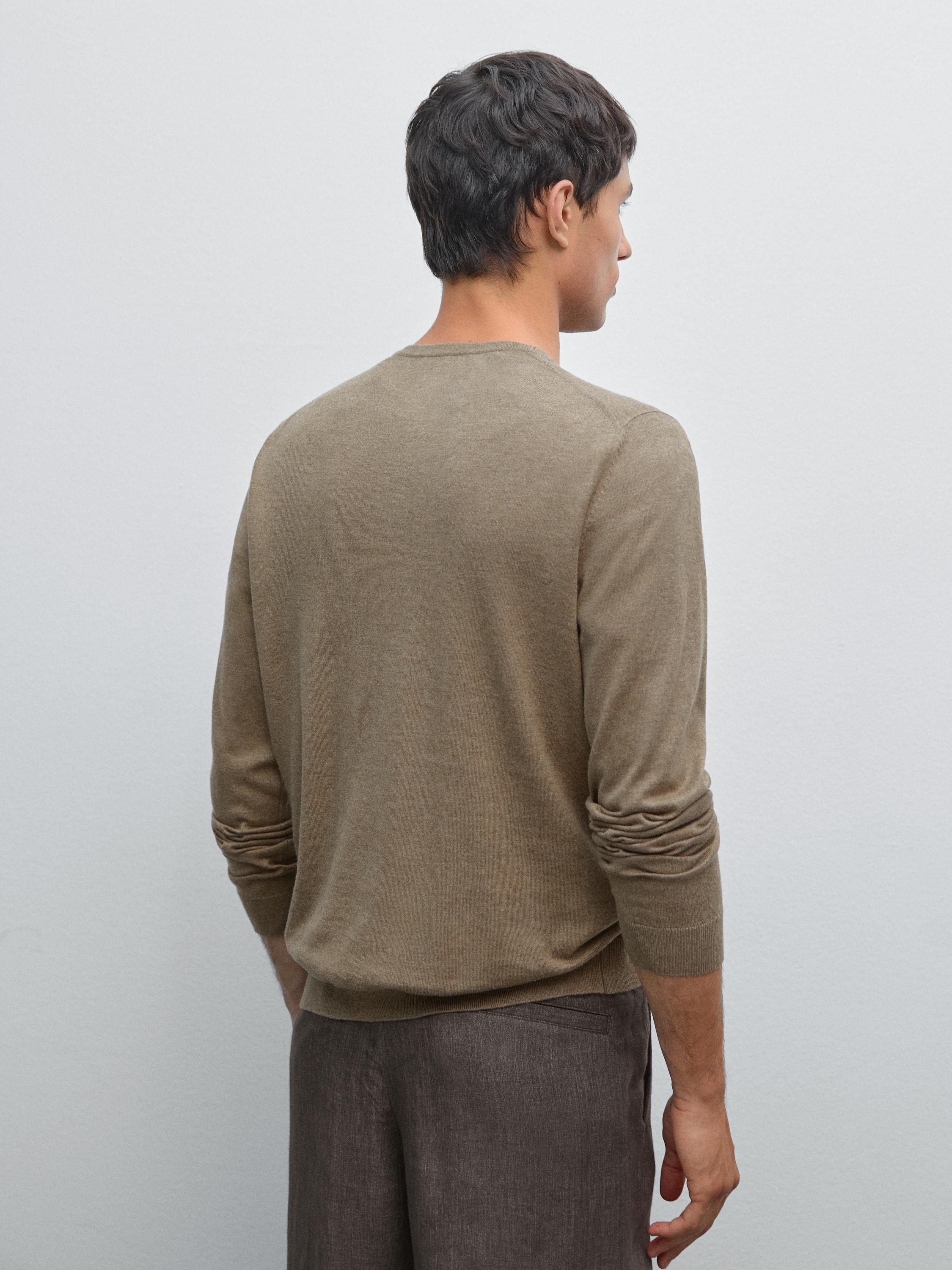 Long sleeve cotton knit sweater