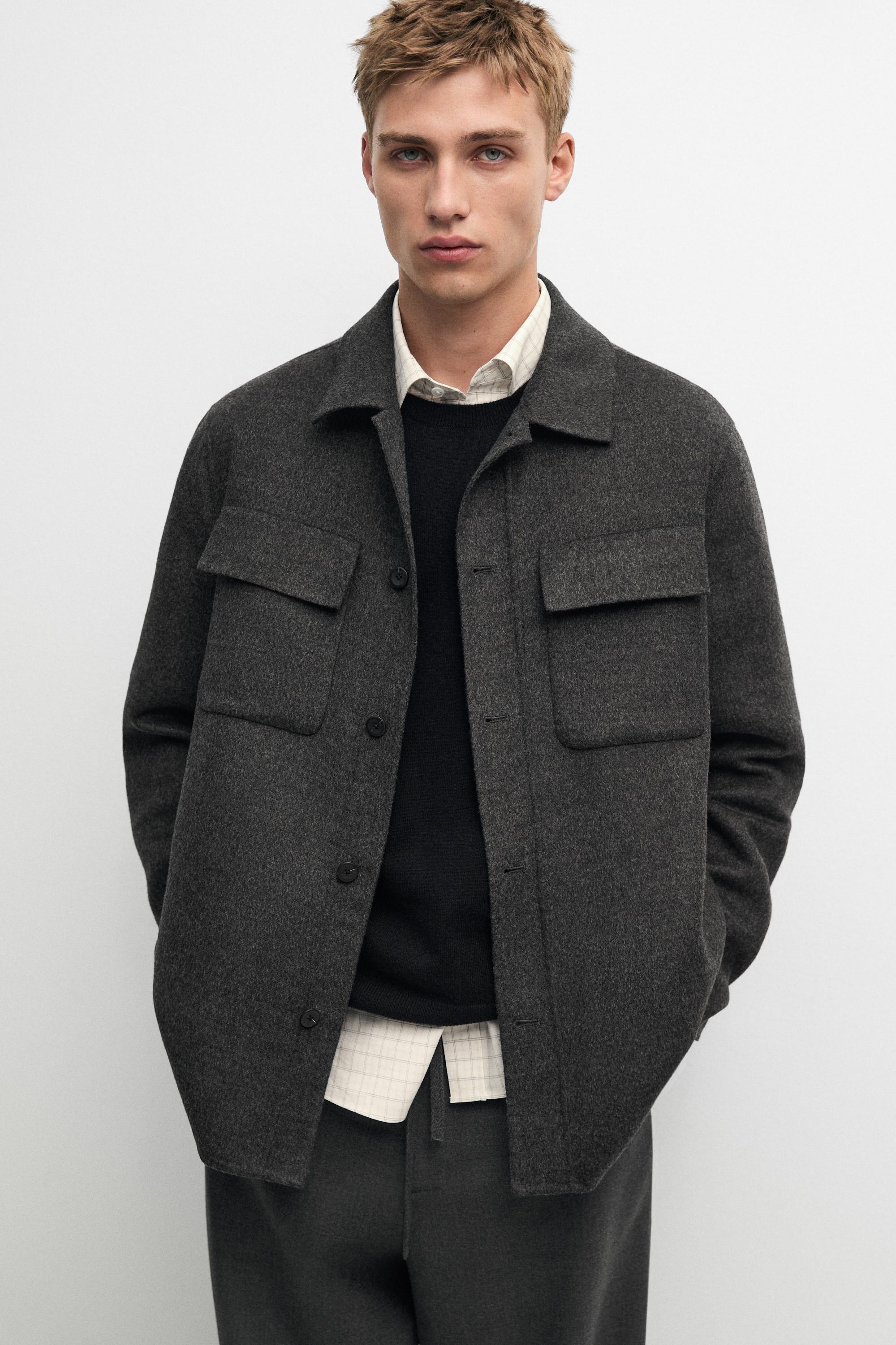 Wool blend overshirt with pocket detail