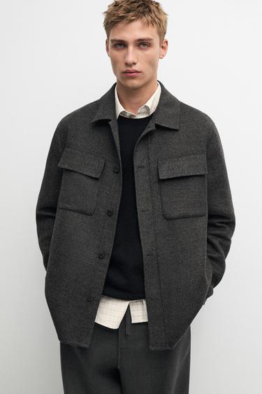 Wool blend overshirt with pocket detail — CHARCOAL 3