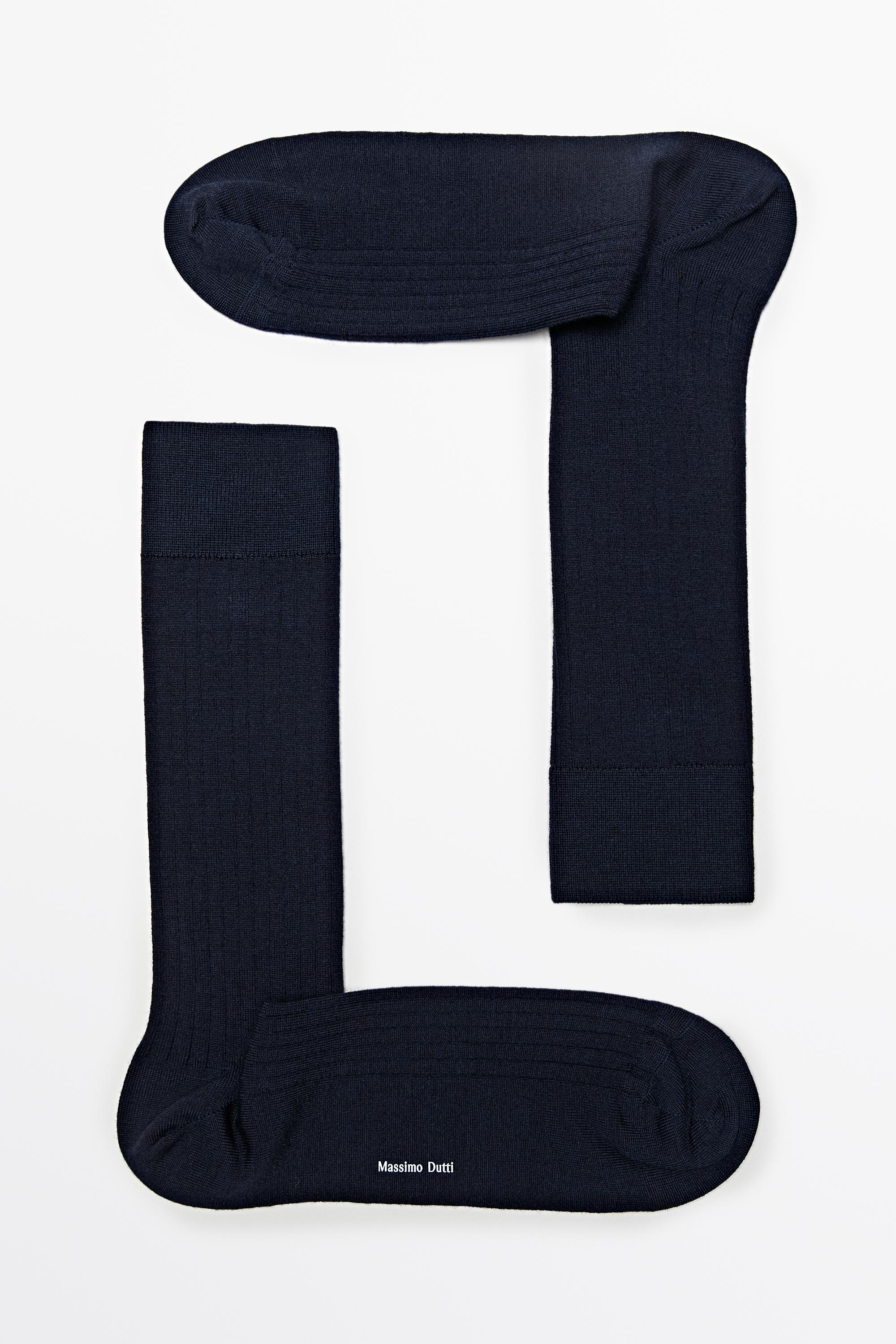 Ribbed dress socks — NAVY BLUE