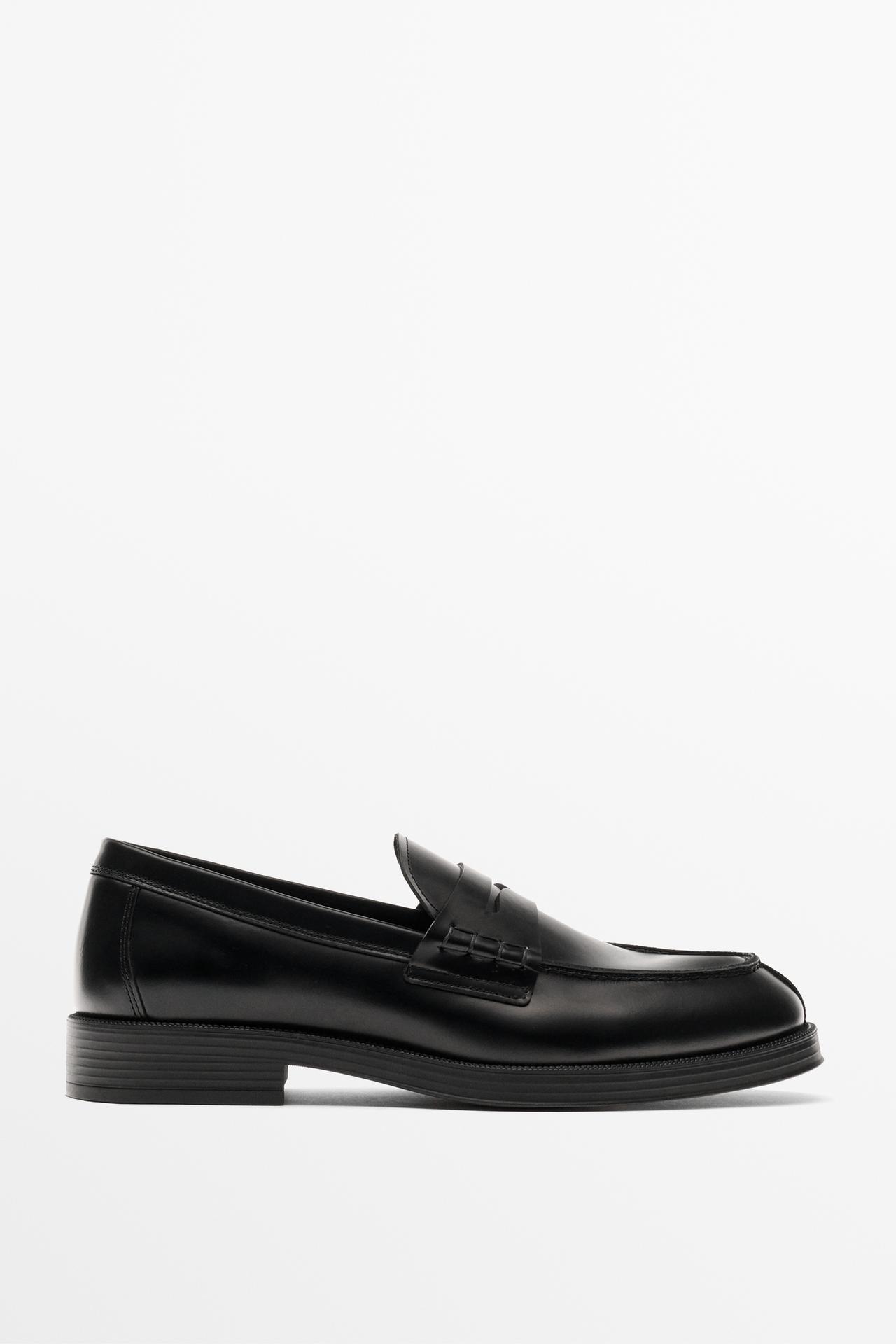 Leather penny loafer — BLACK