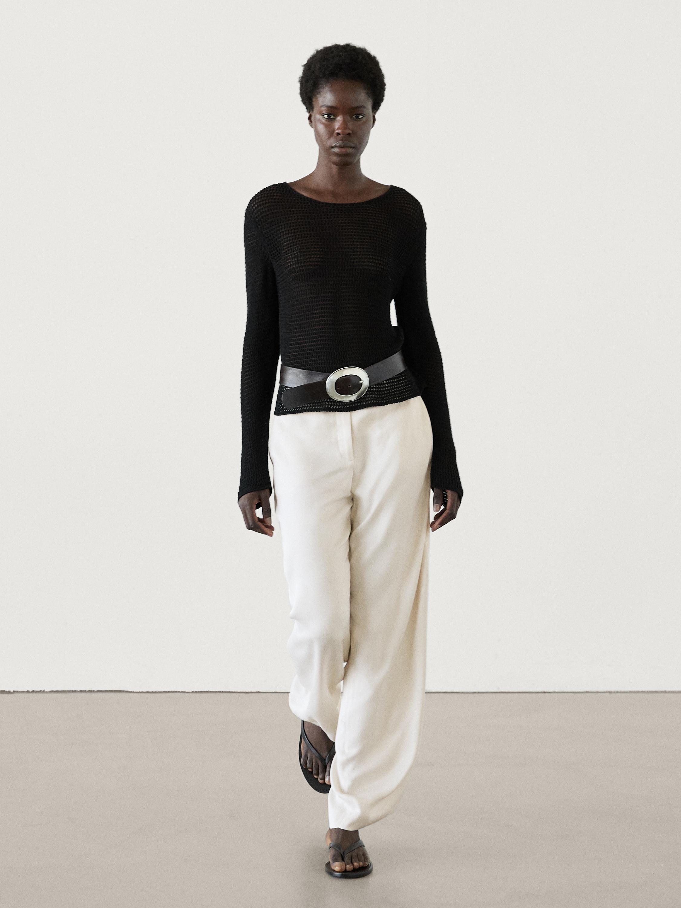 Pantalon wide leg satiné