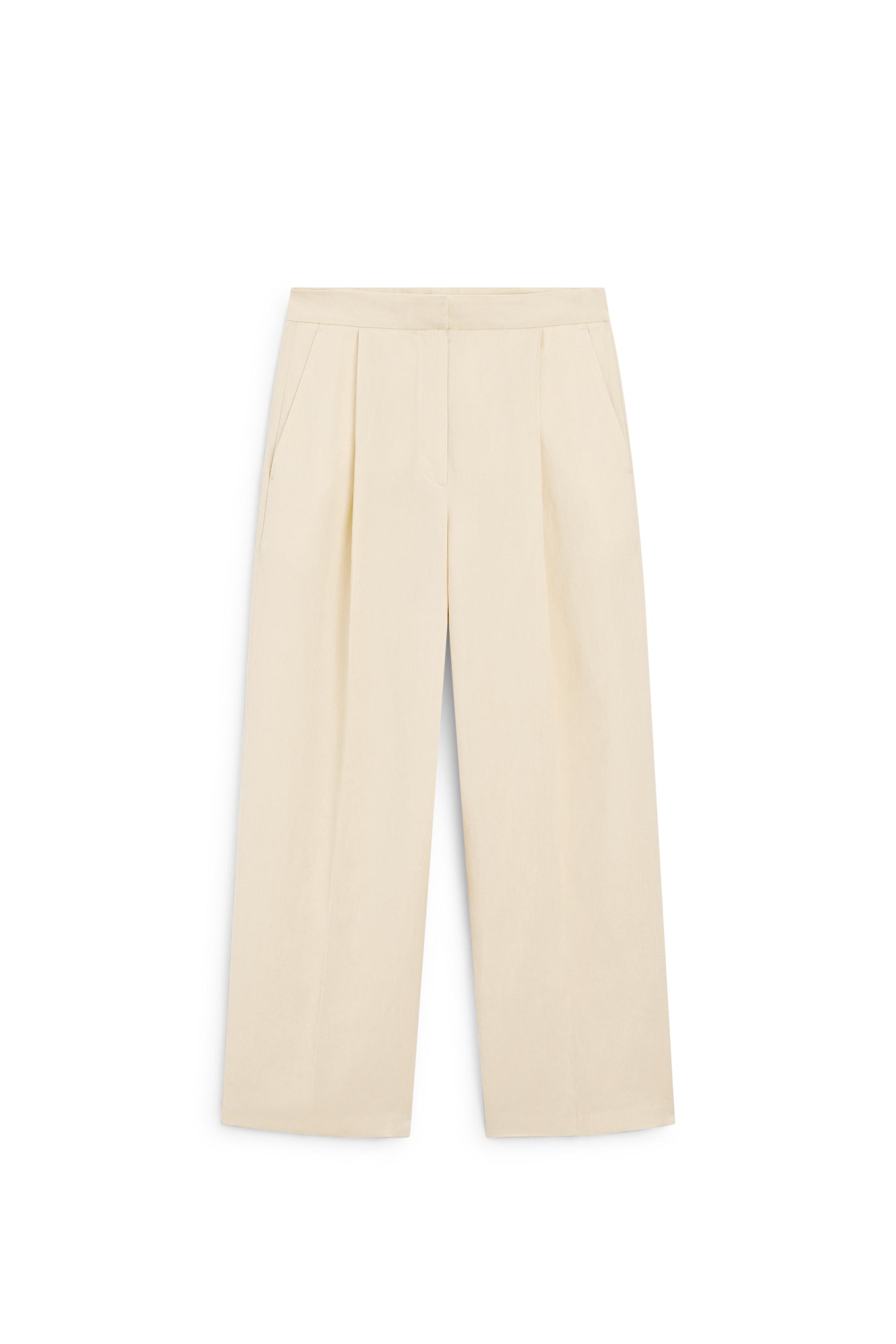 Flowing trousers with pleats — Beige