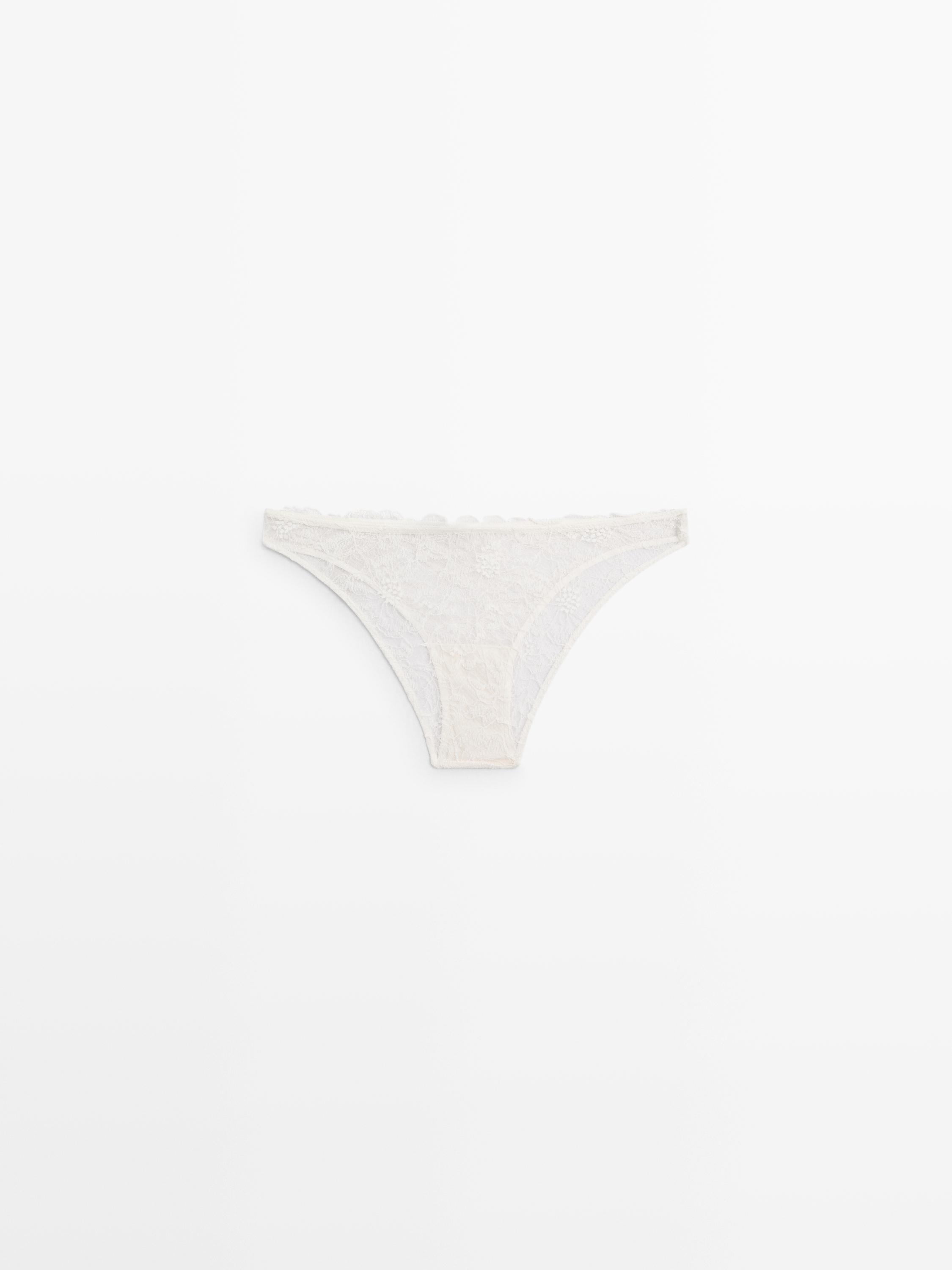 Scalloped lace briefs — CREAM