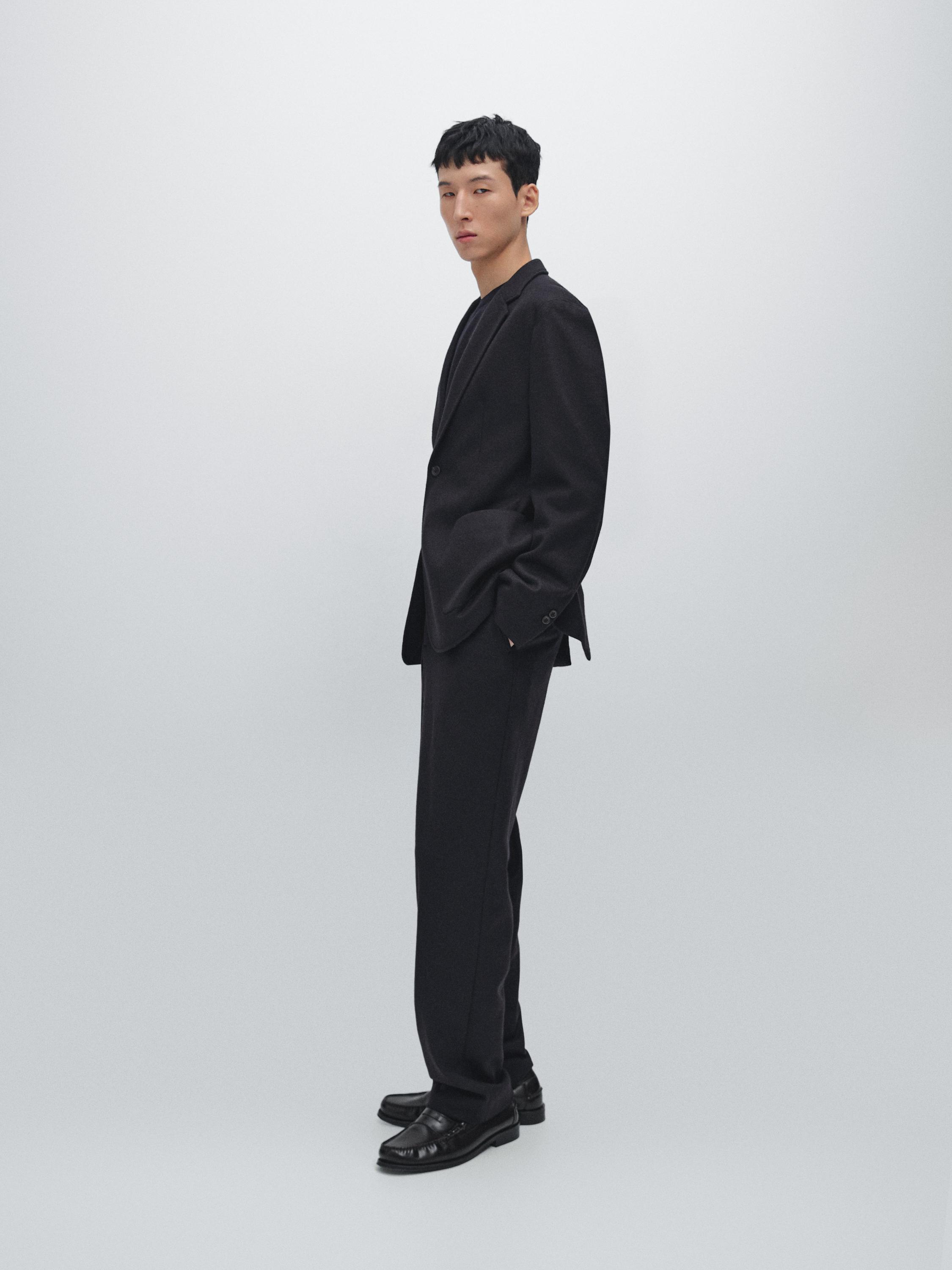 Wool blend trousers — NAVY BLUE