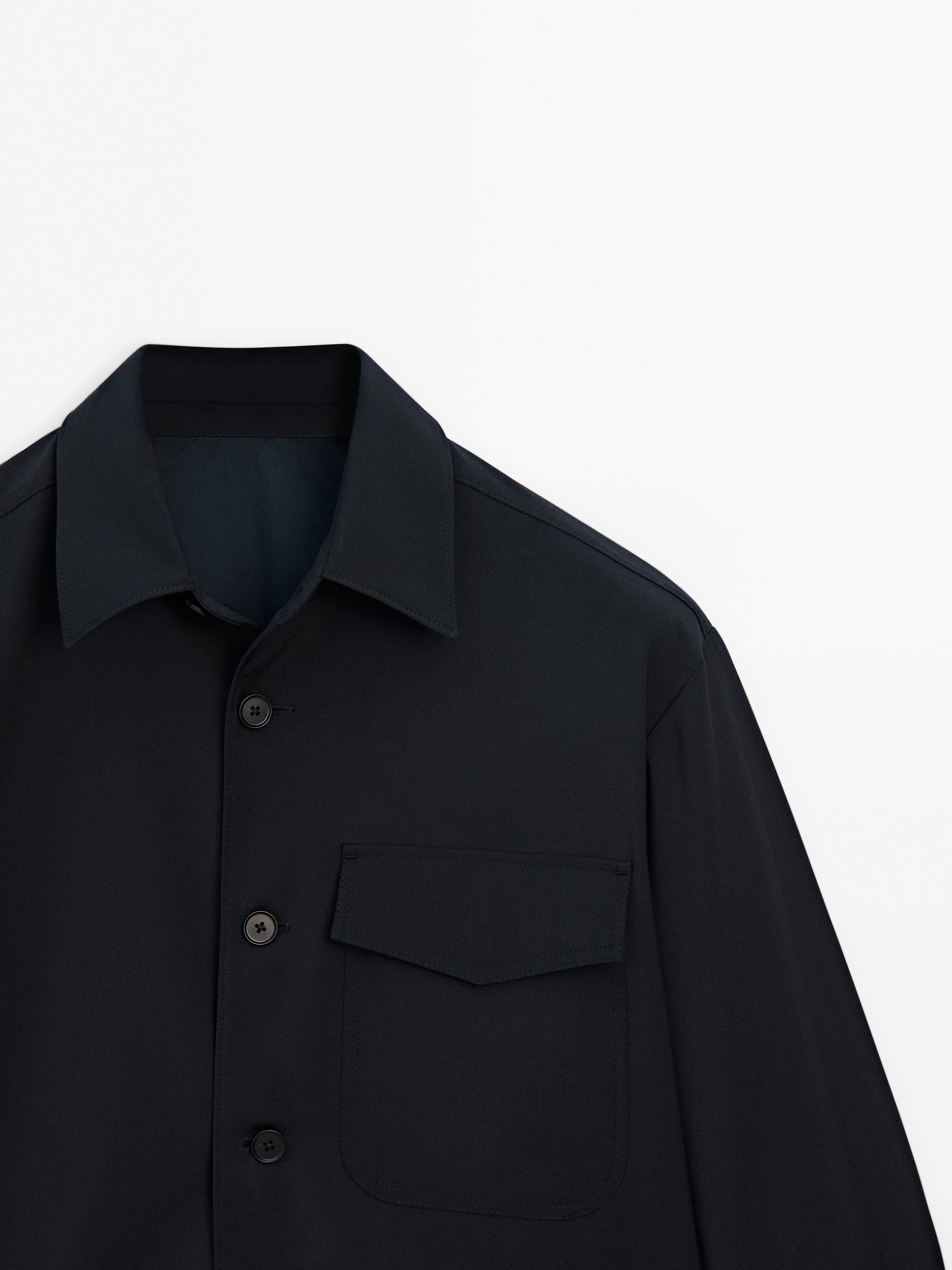 Wool blend overshirt with pocket