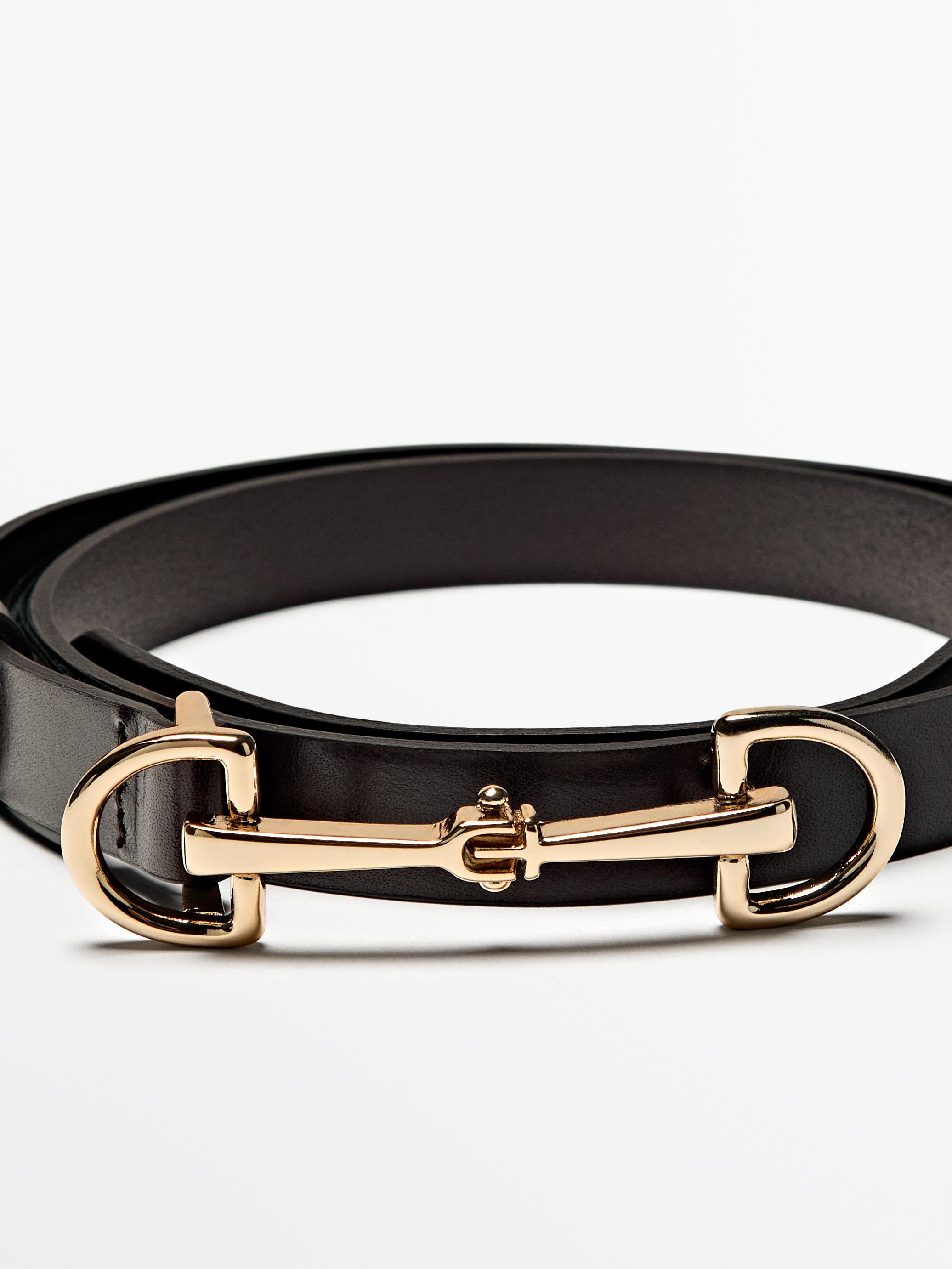 Equestrian nappa leather belt — BROWN
