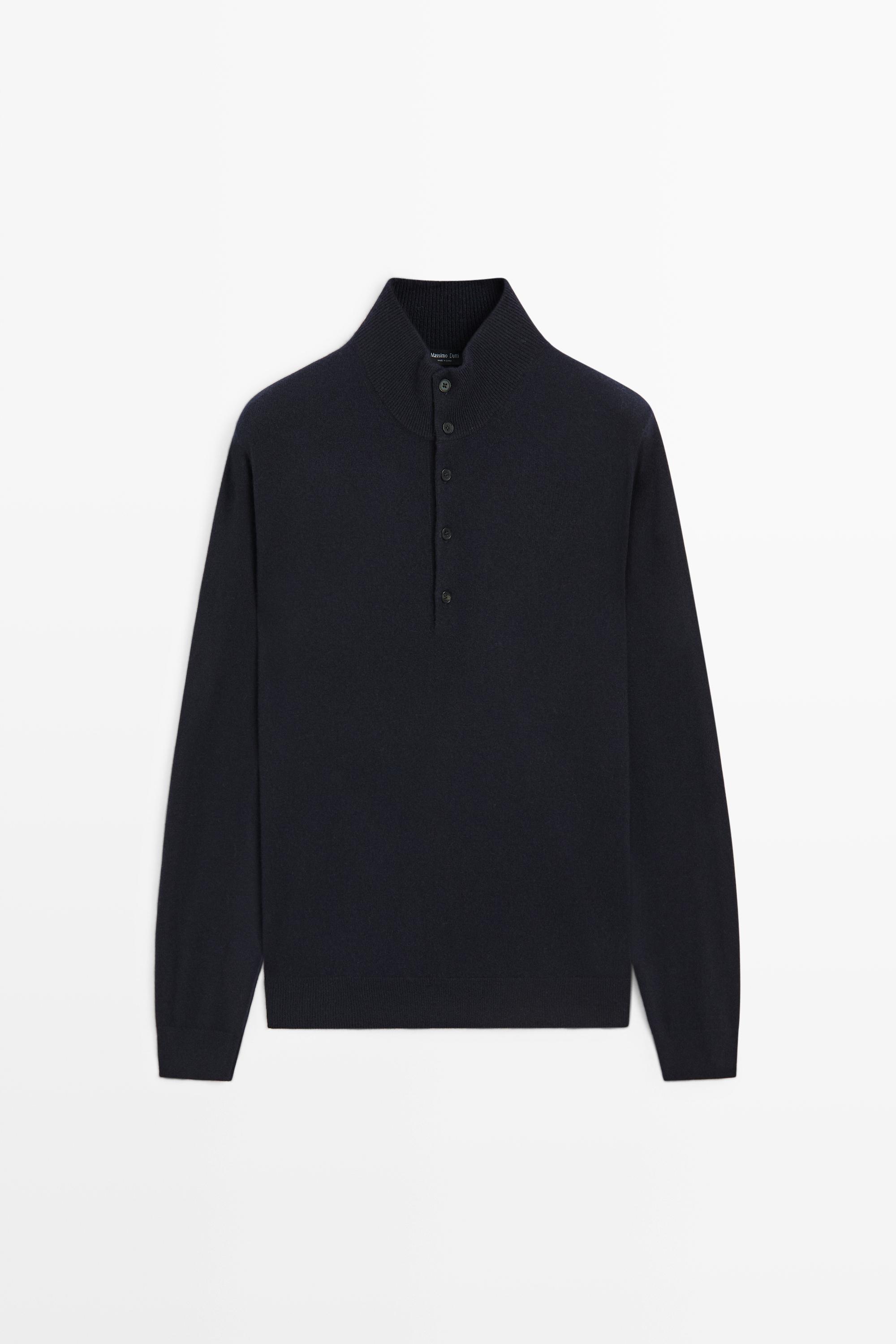 Wool blend mock neck knit sweater