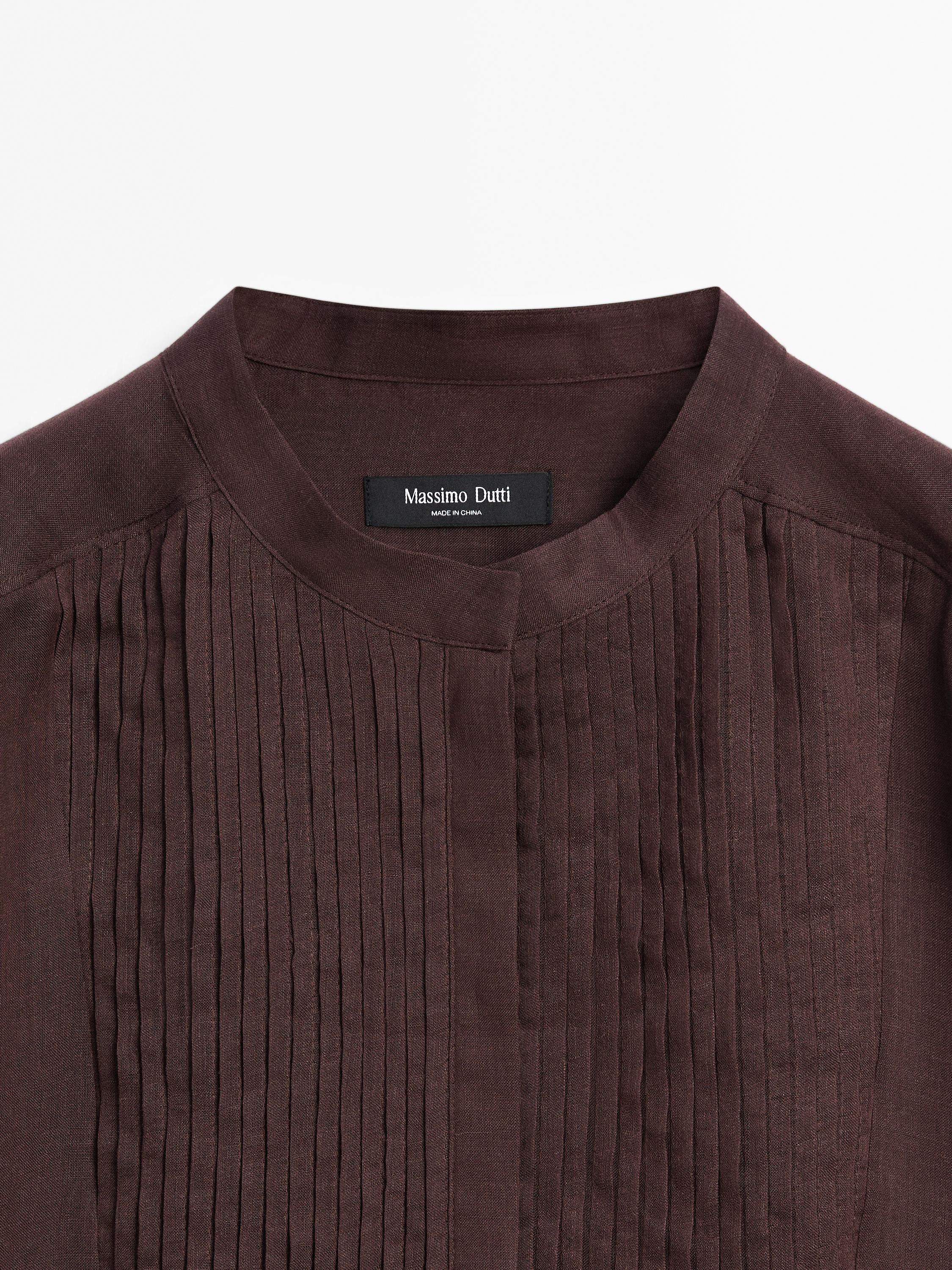 Flowing ramie blend shirt with pintucks