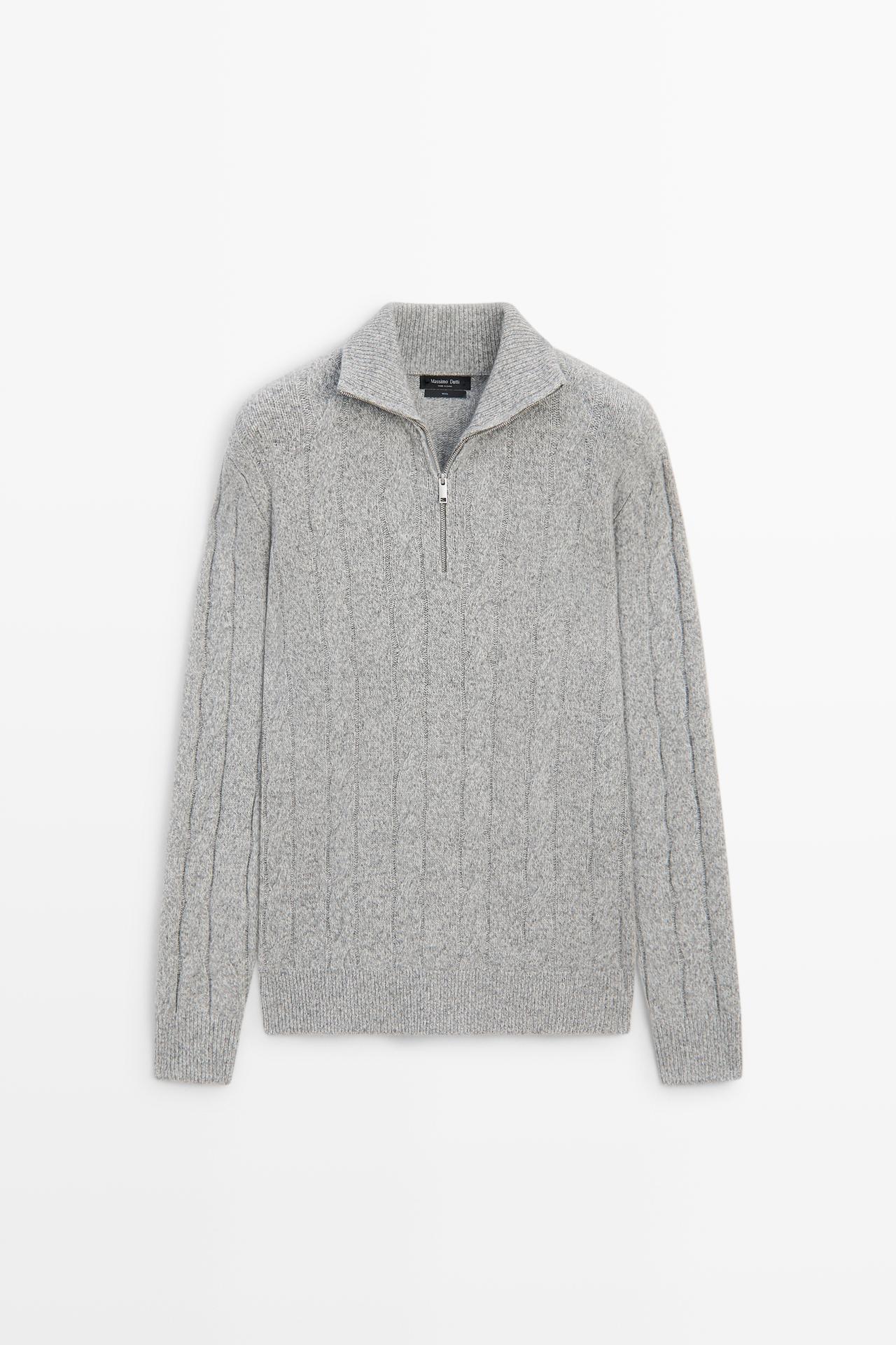 100% wool cable-knit sweater — ANTHRACITE GREY