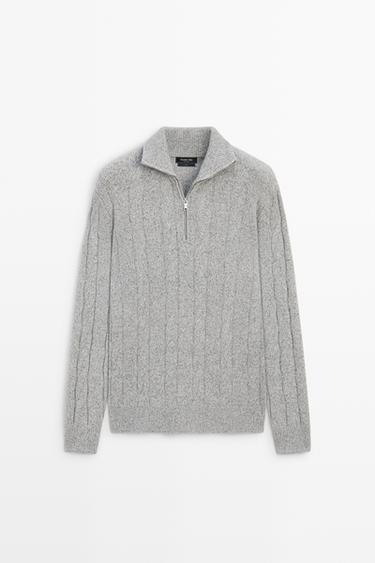 100% wool cable-knit sweater — ANTHRACITE GREY 2