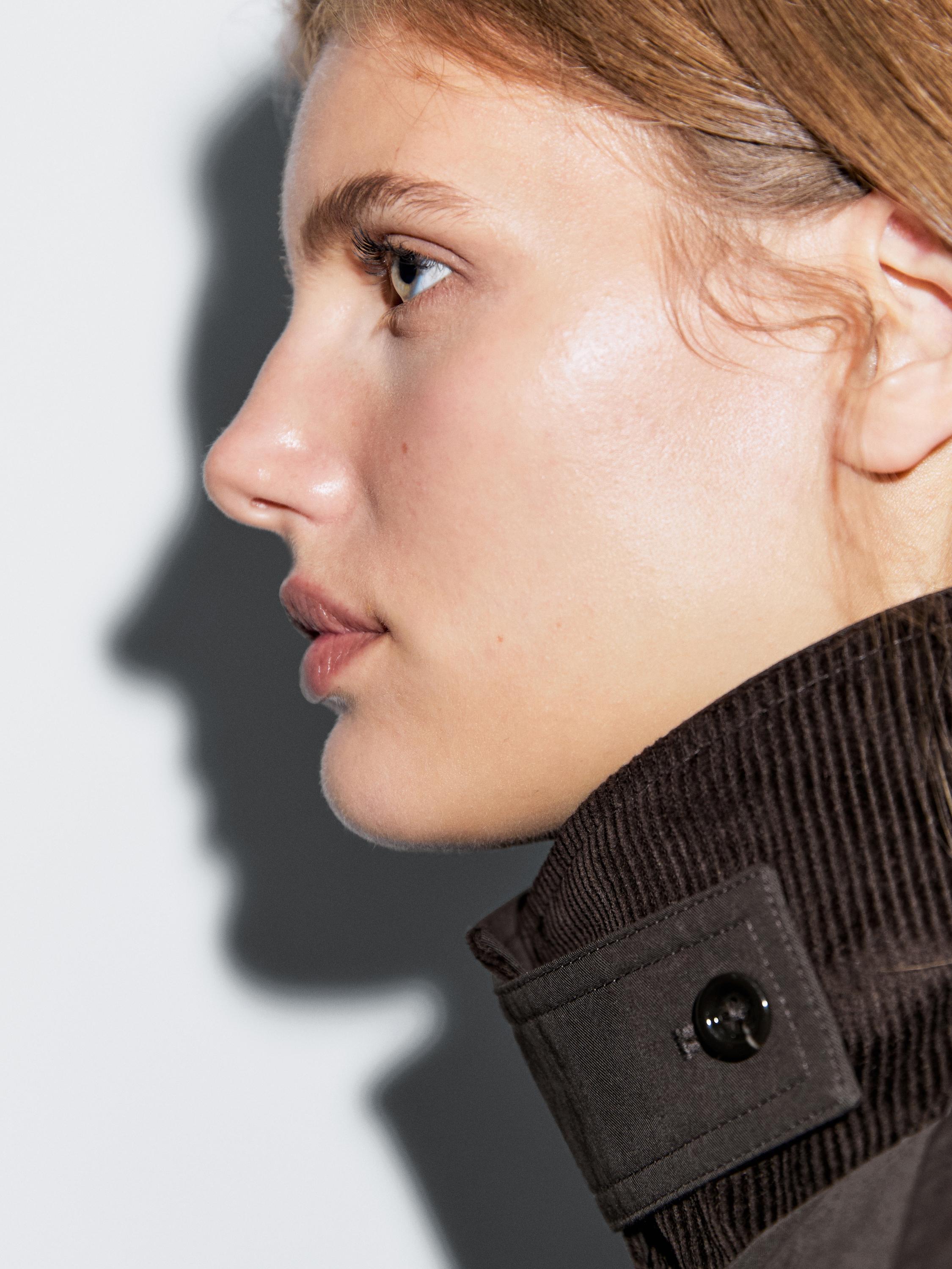 Cotton blend trench coat with corduroy detail