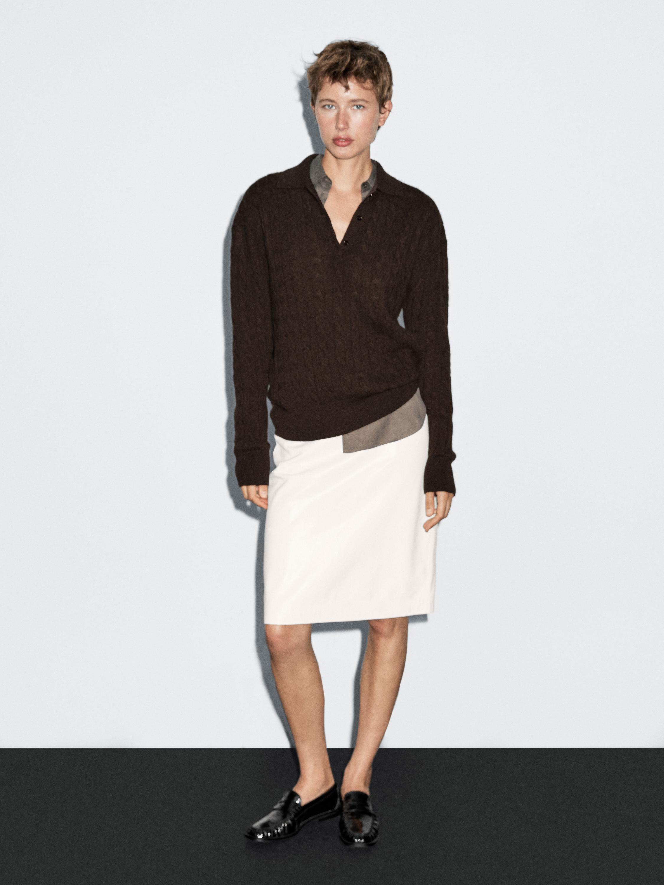 100% cashmere polo collar sweater
