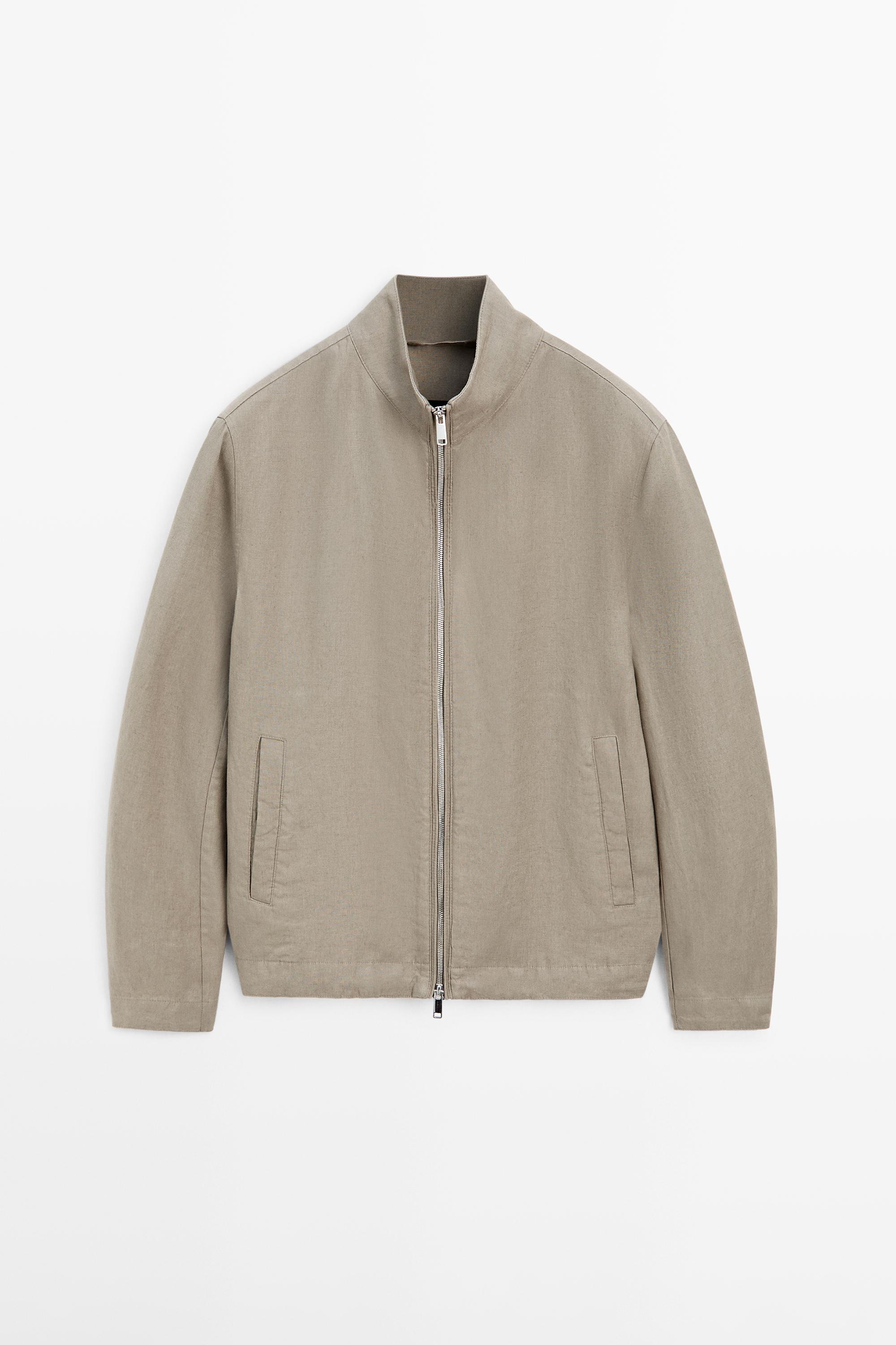 Linen bomber jacket — BEIGE