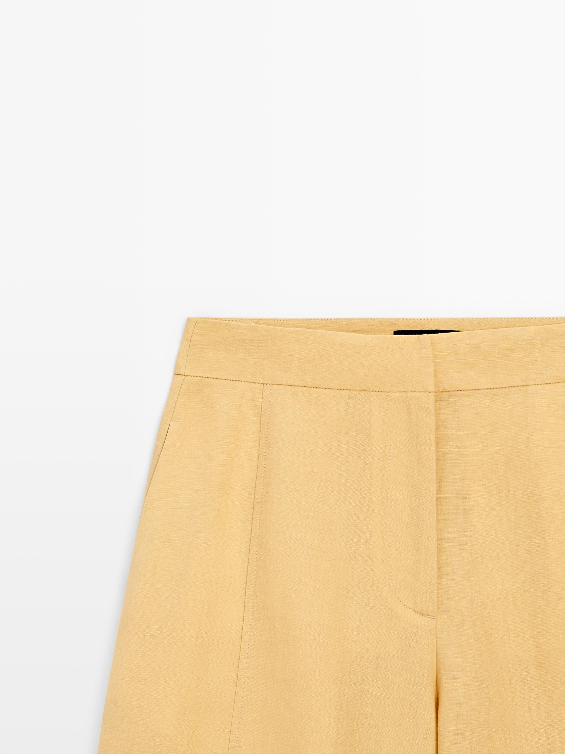 Linen barrel fit pants — YELLOW