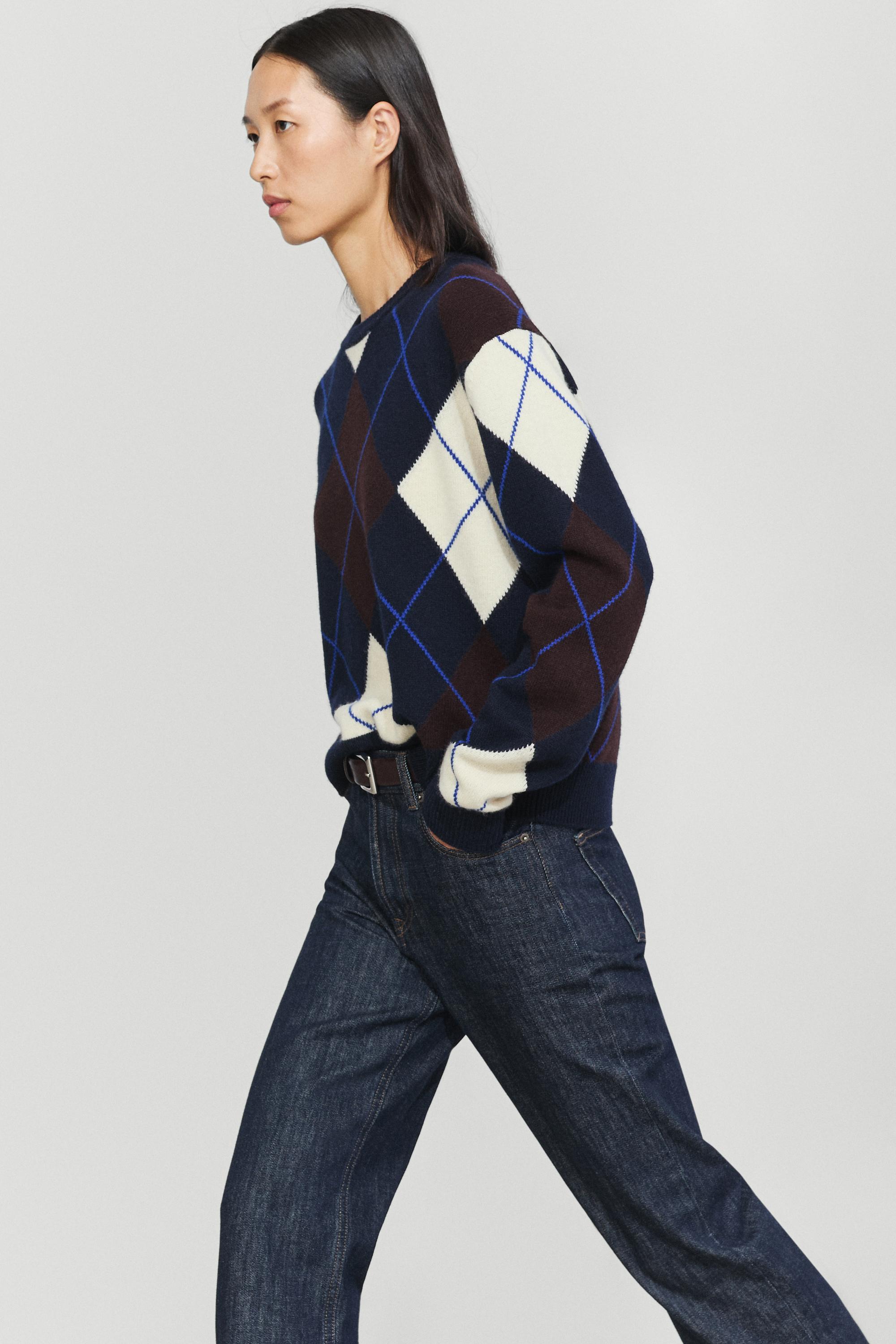 100% wool knit Argyle sweater - thumbnail 5