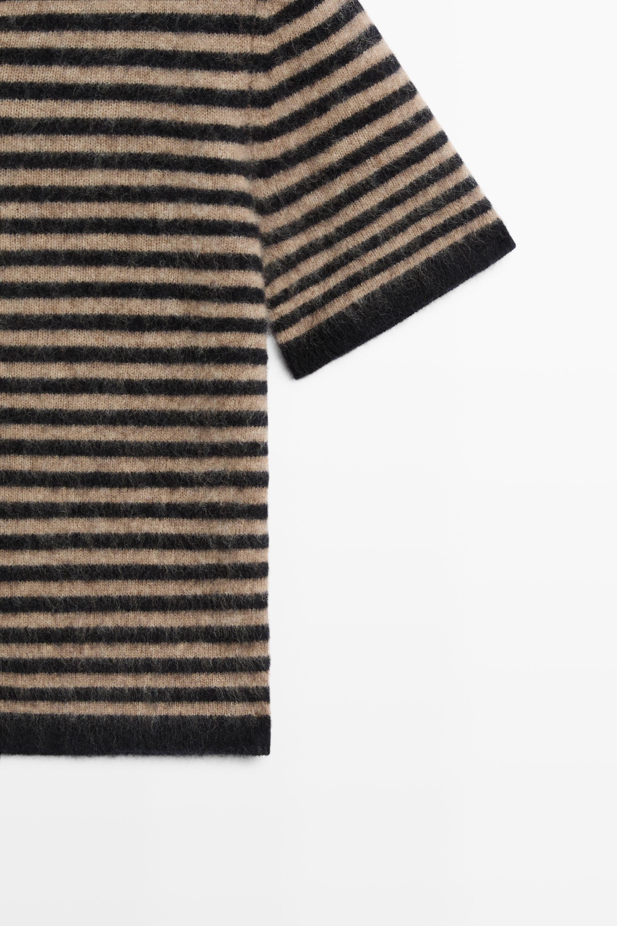 100% wool short sleeve knit cardigan — DARK BLUE