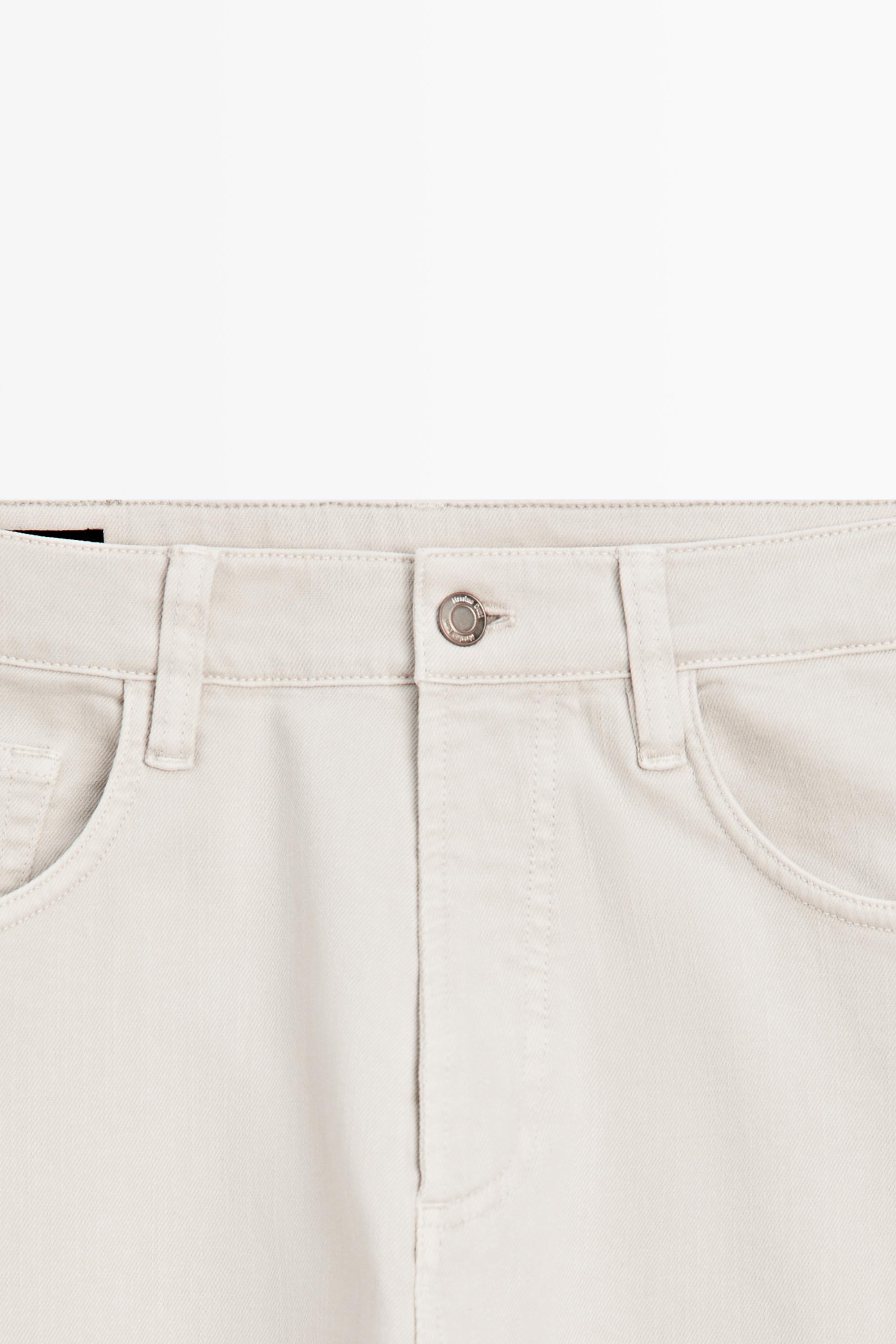 Lightweight tapered fit denim-effect trousers — STONE