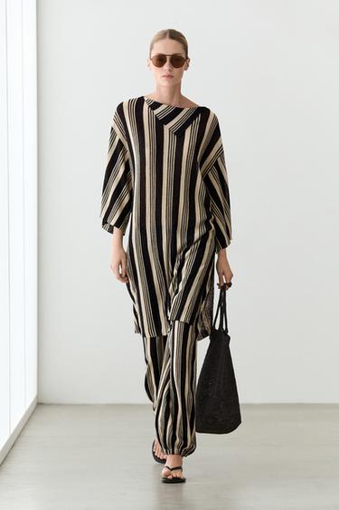 Striped sarouel trousers total look — BLACK 7
