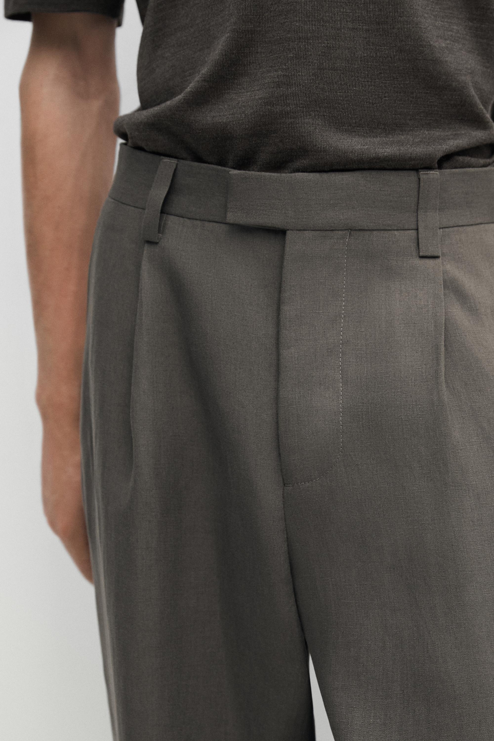 Linen suit trousers — DARK GREEN