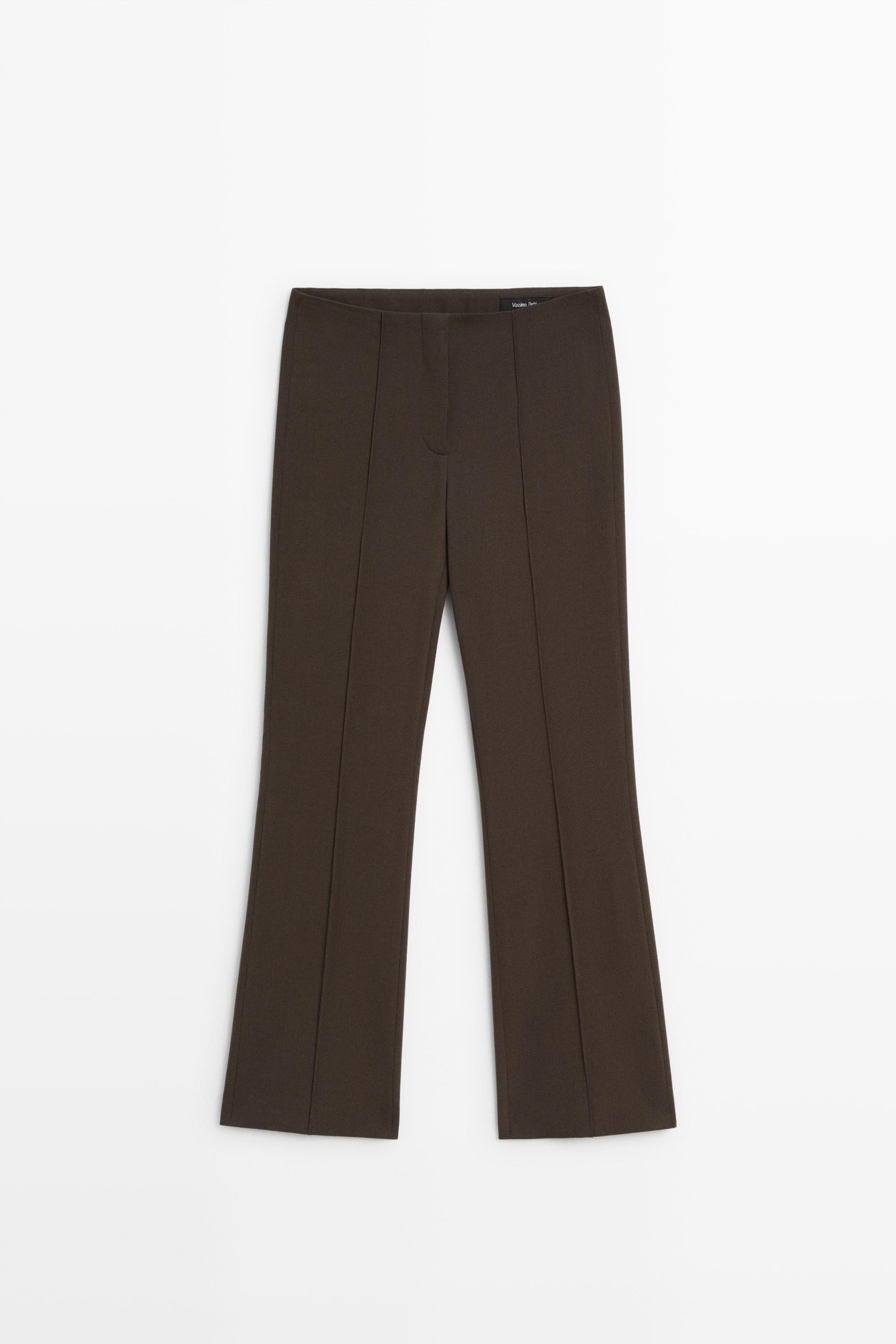 Wool-blend kick flare pants