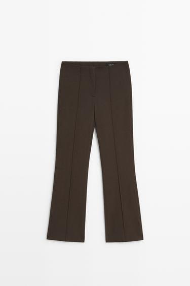 Wool-blend kick flare pants — BROWN 2