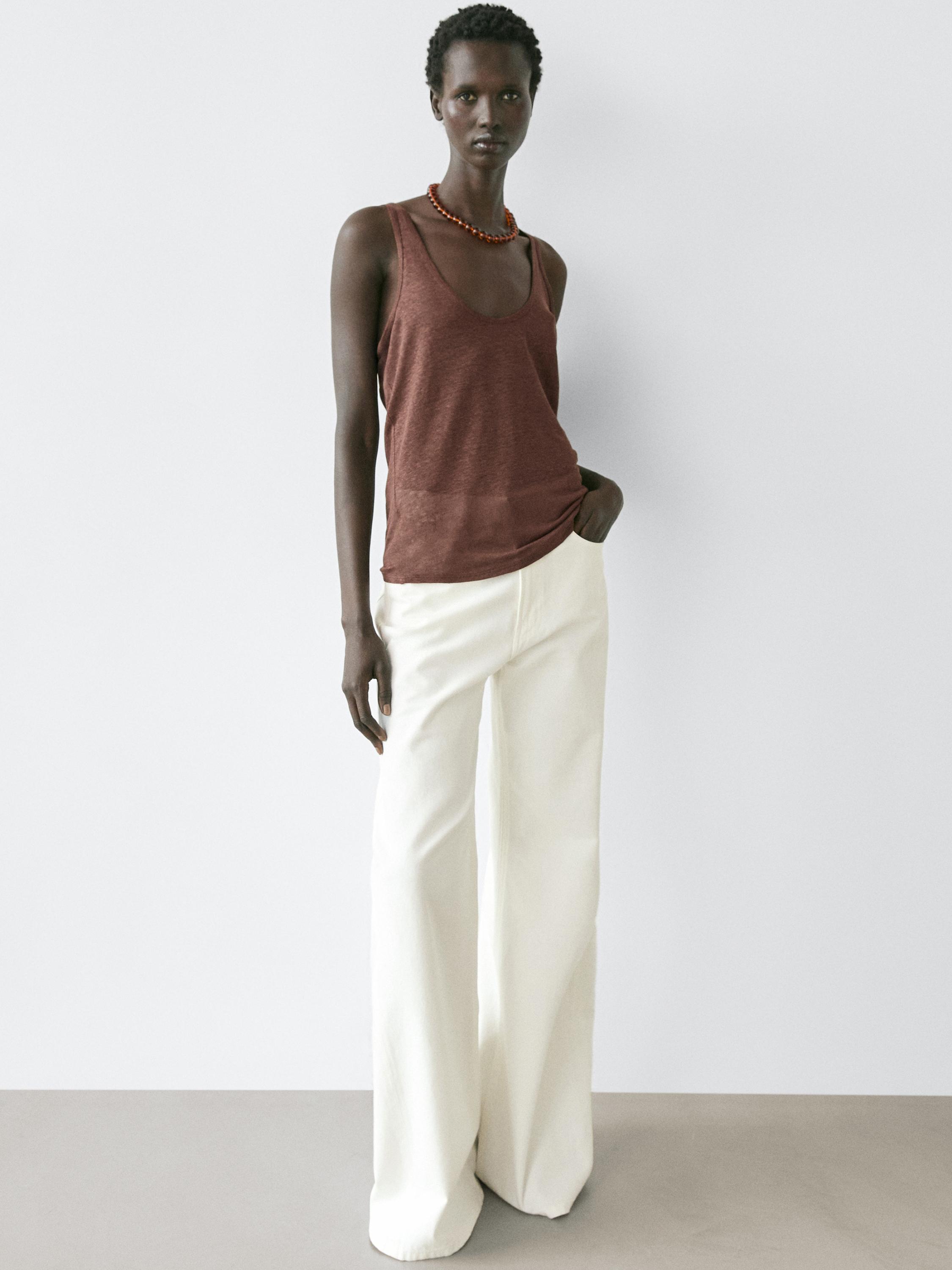 High-waist flare fit jeans — Off white