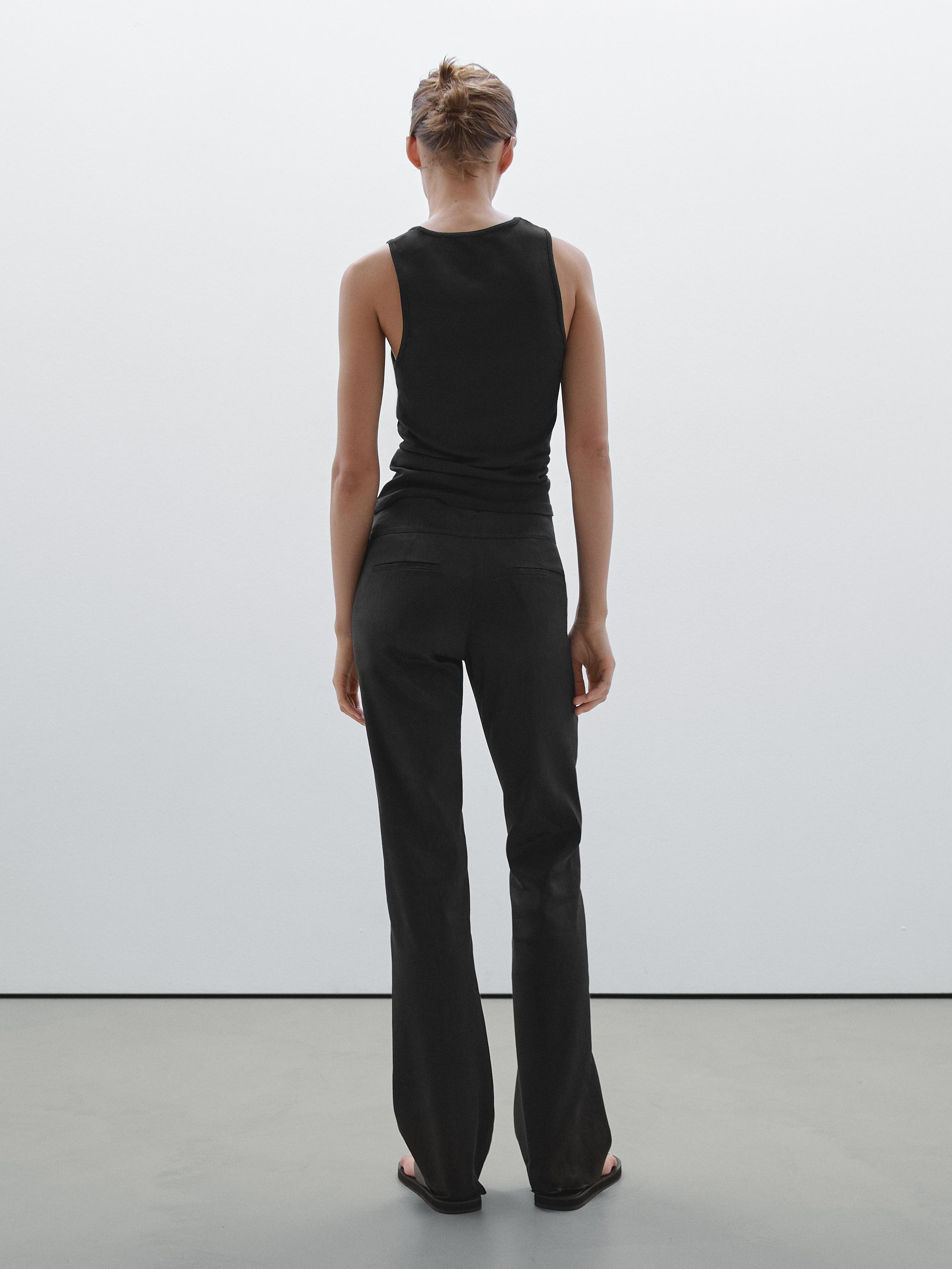 Straight-leg low-rise stretch trousers