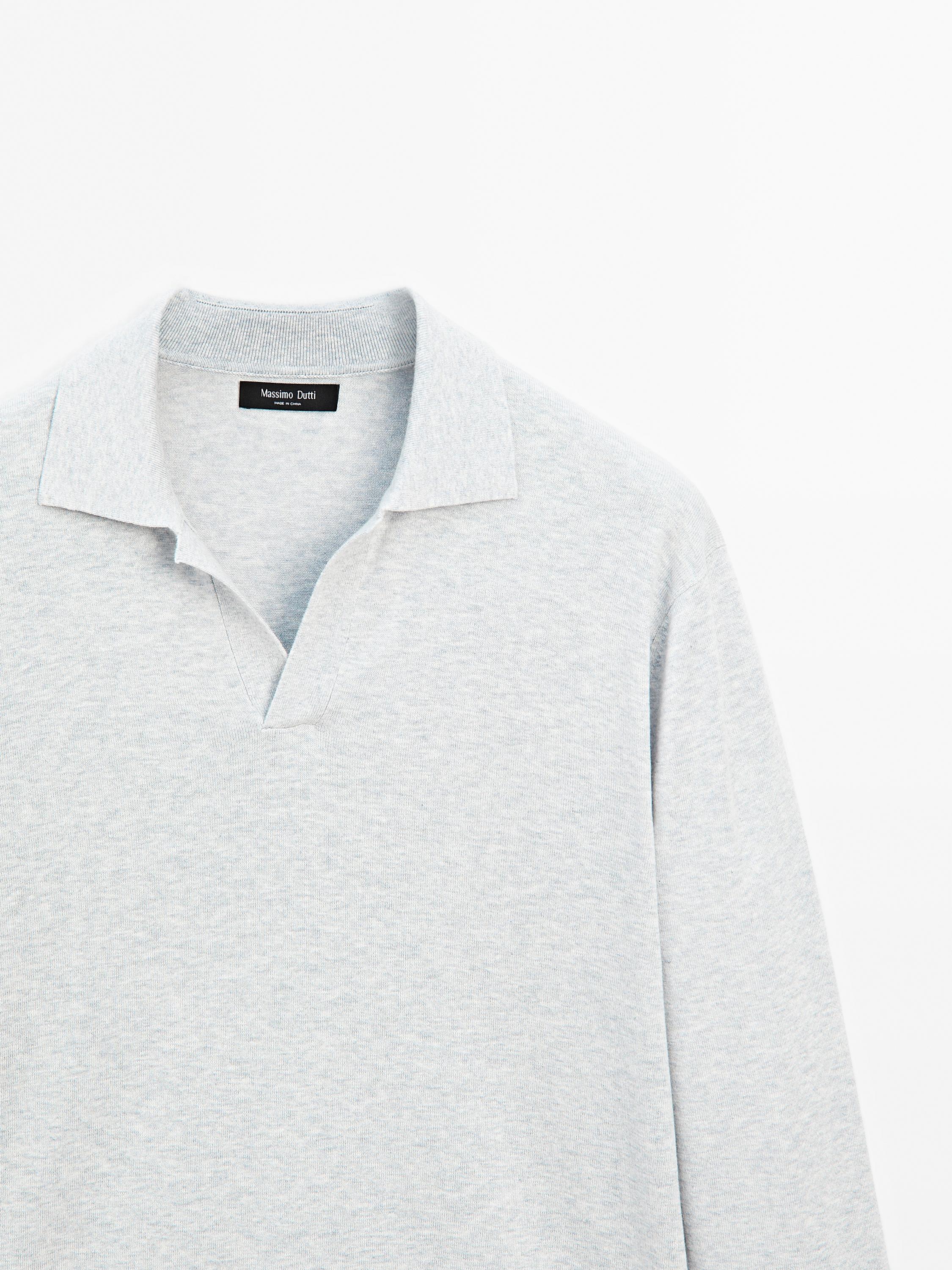 Pull polo en maille de coton mélangé