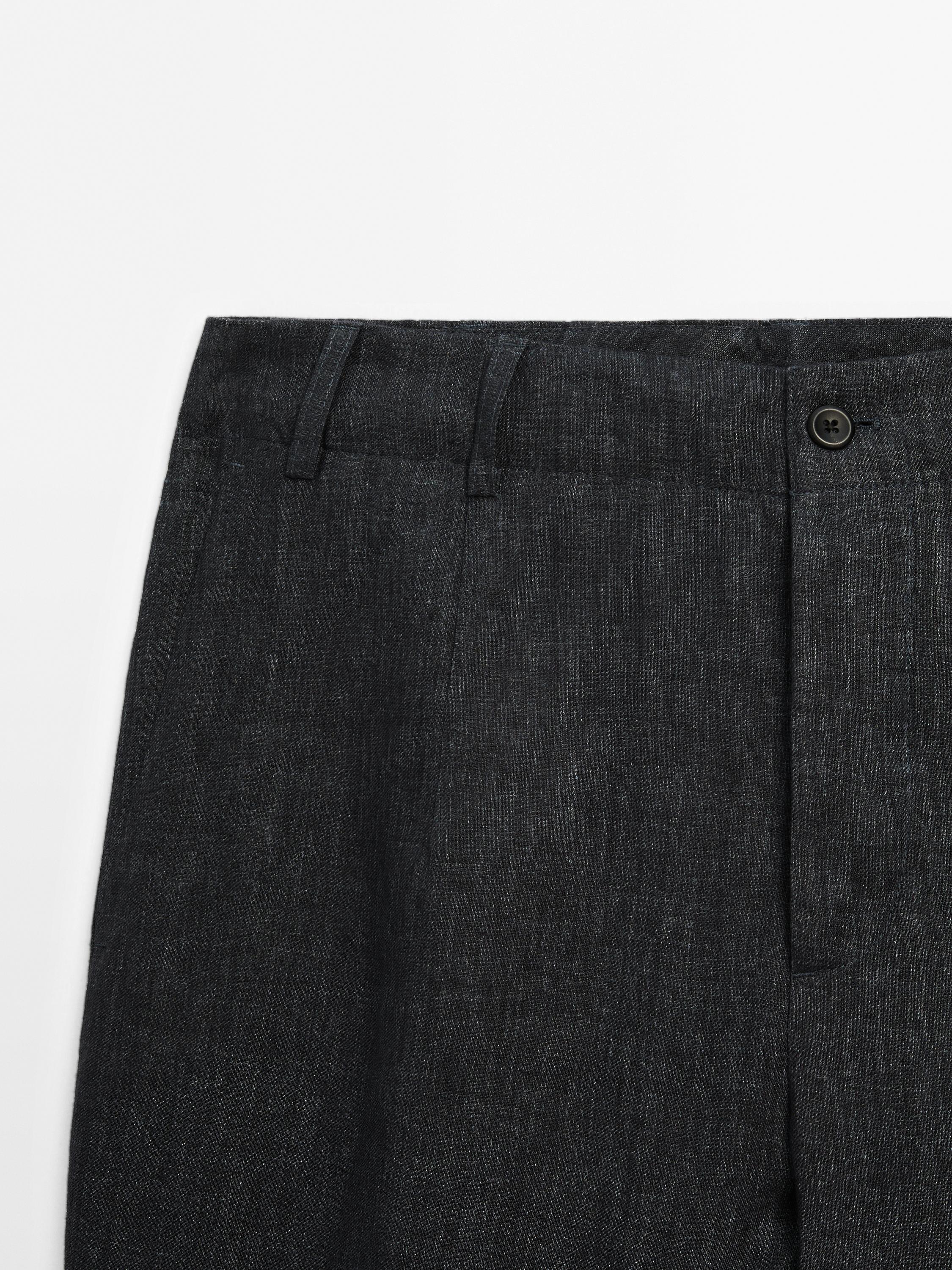 Faded 100% linen trousers
