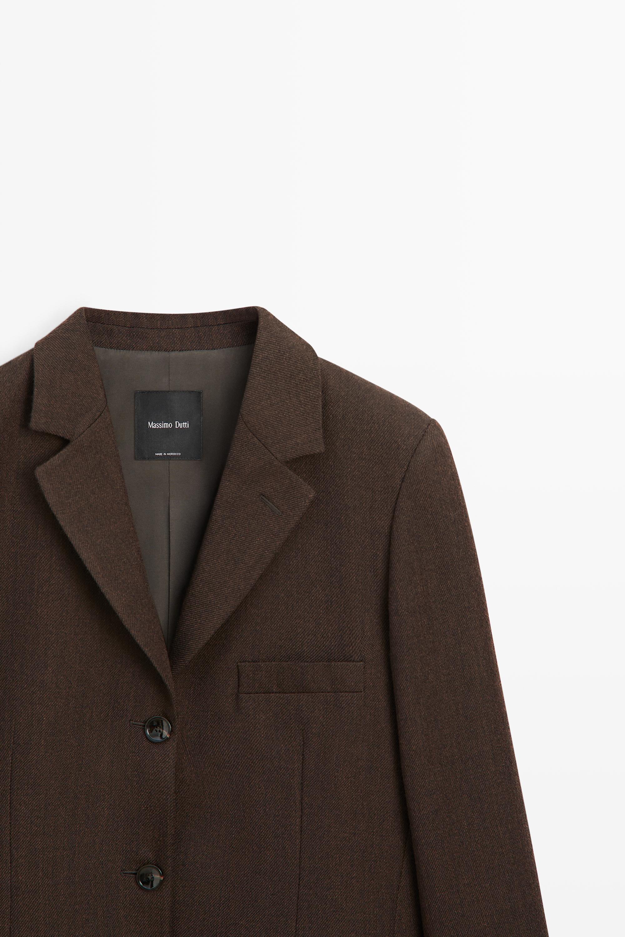 Massimo Dutti Düğme detaylı %100 yün blazer görsel 6