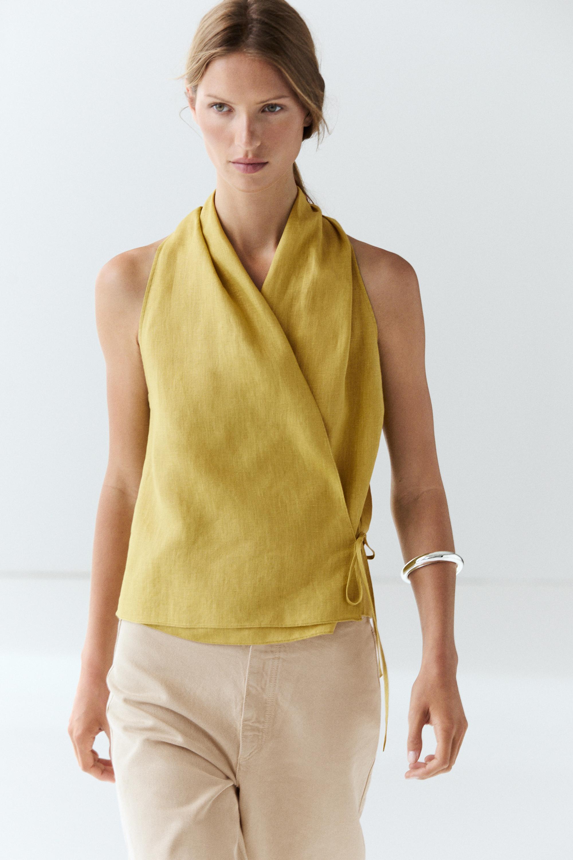Top halter petrecut din in 100%