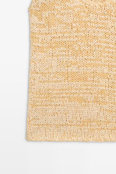 Round neck knit top — YELLOW 7