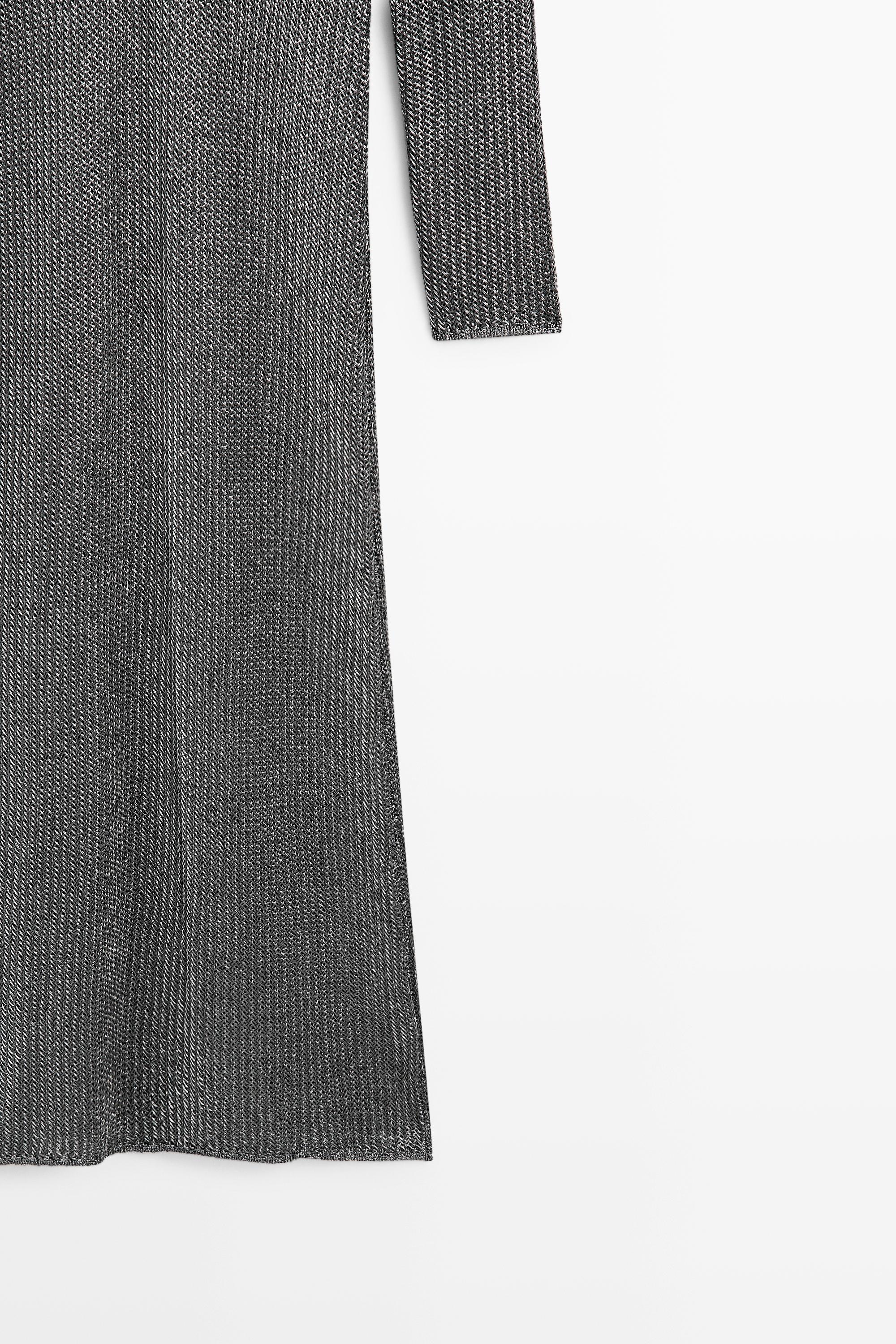 Long metallic knit dress - STUDIO — Silver