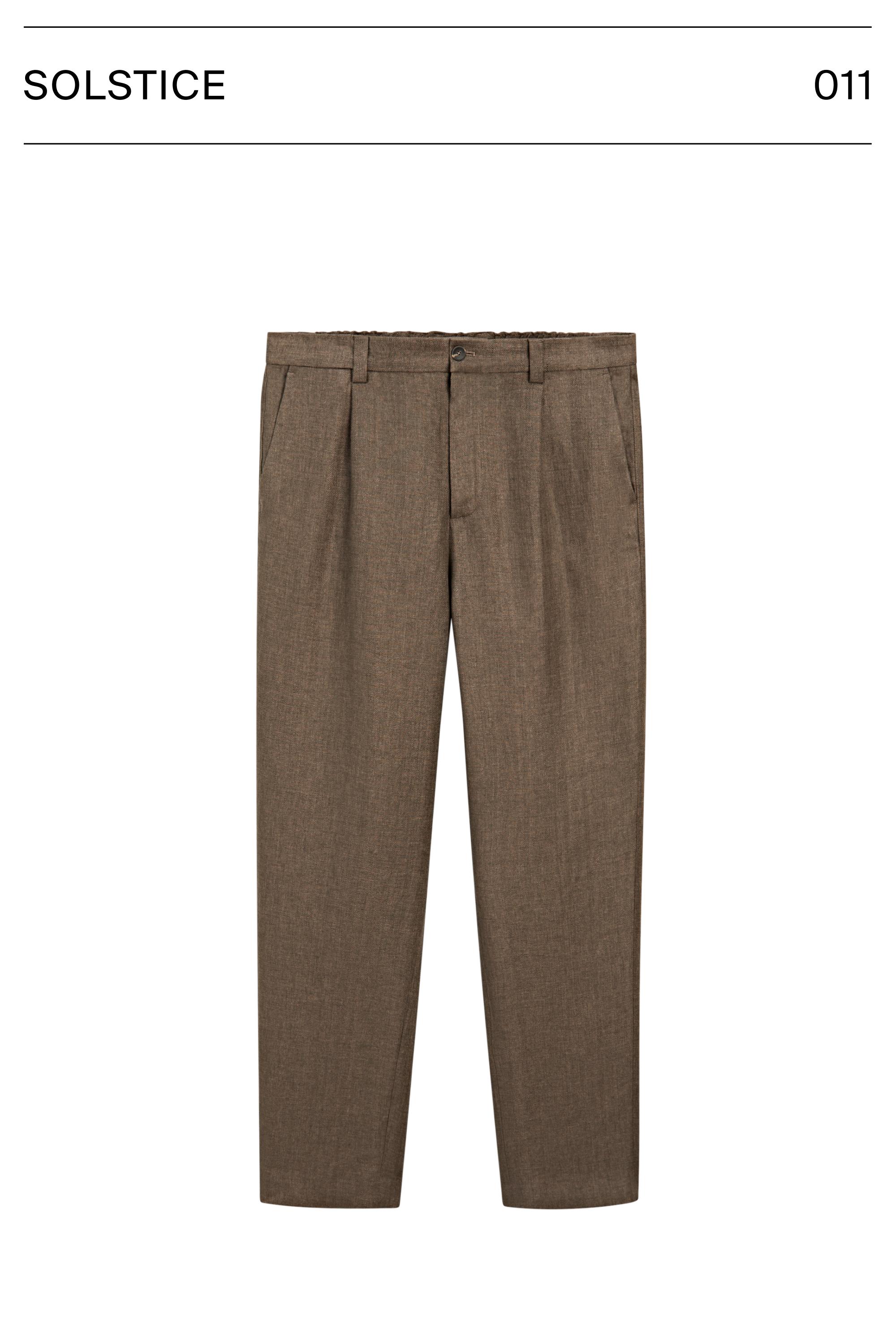 Total look linen trousers with herringbone detail — OCHRE