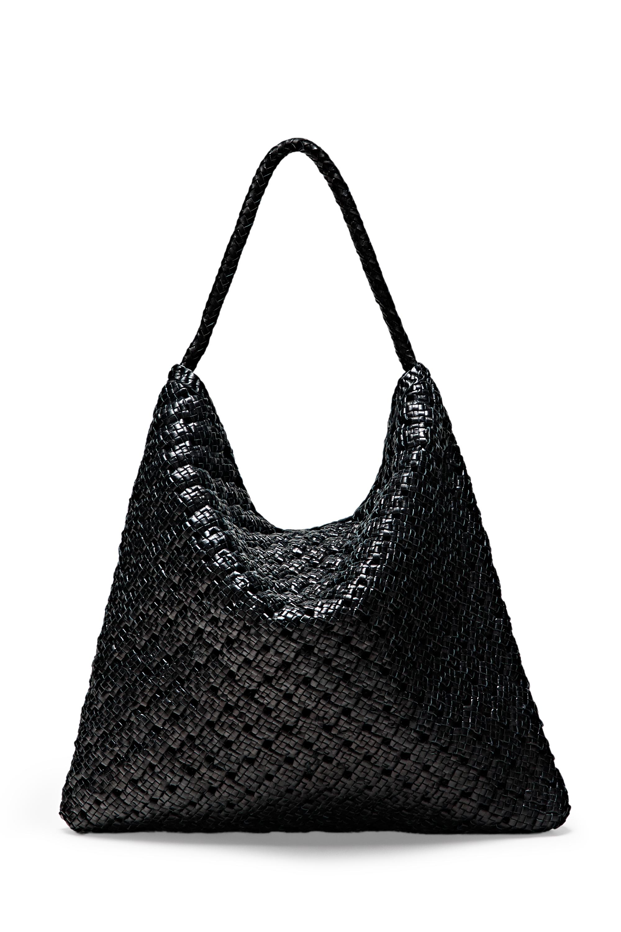 Braided nappa leather bag — BLACK