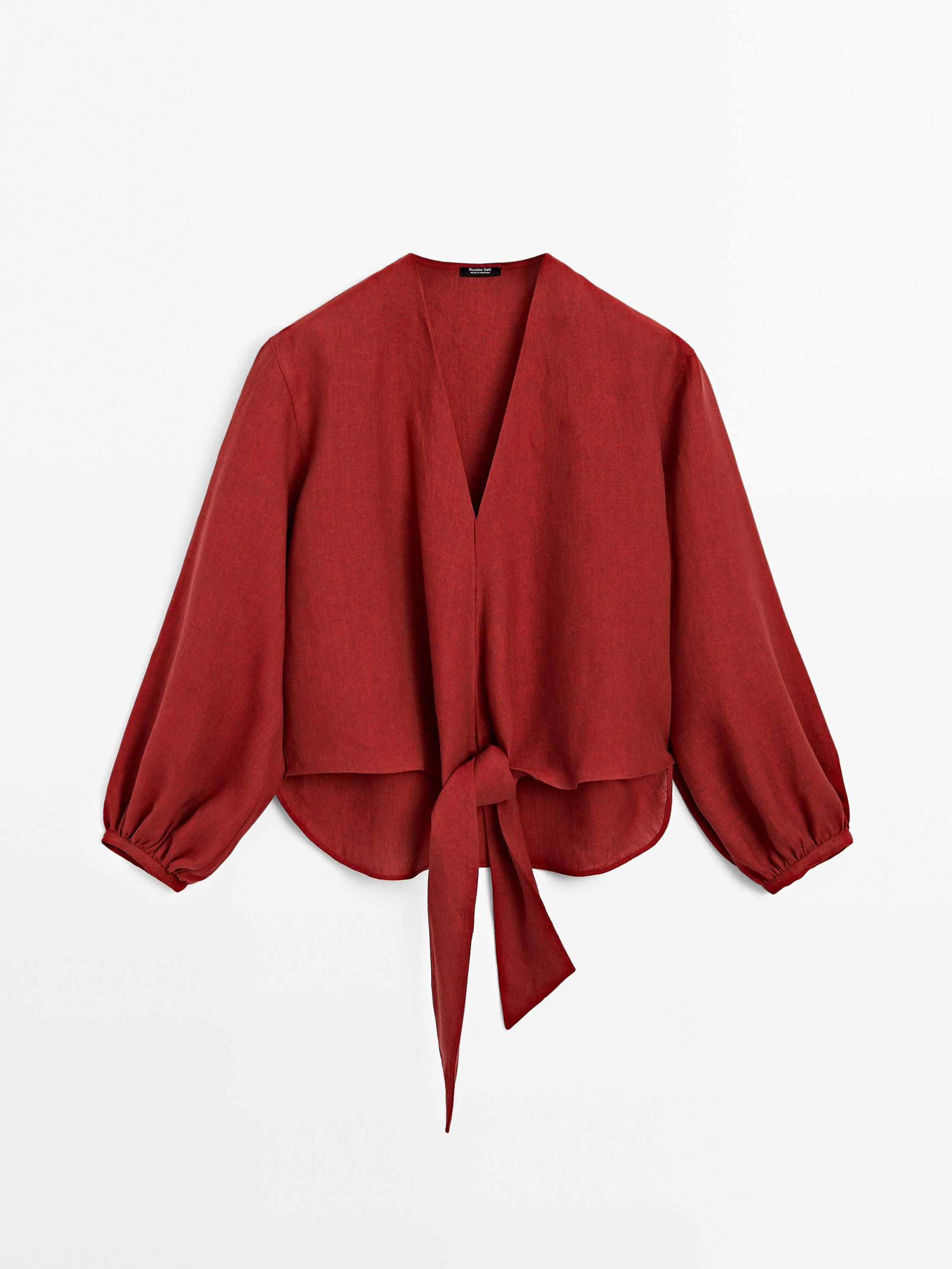 Blusa detalle lazada 100% lino
