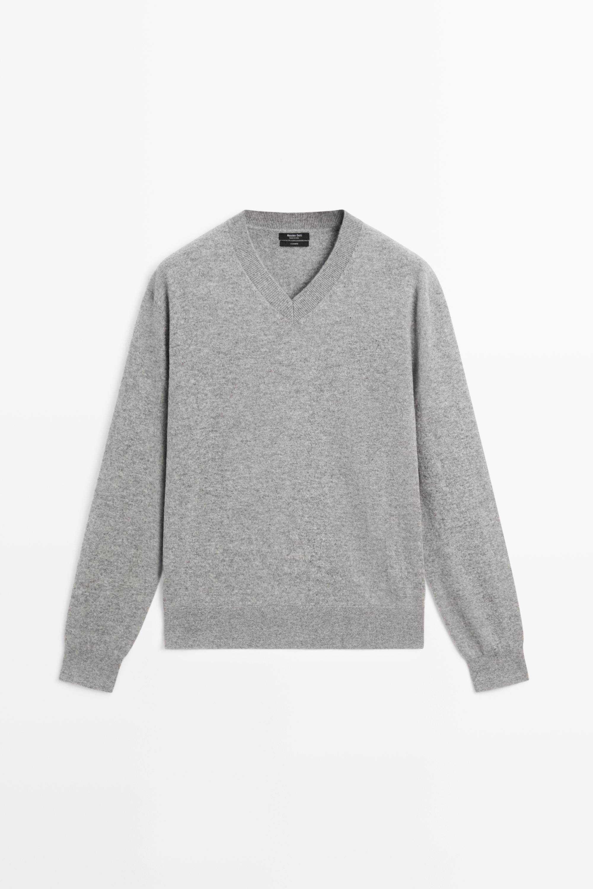 100% cashmere knit sweater — GREY MARL