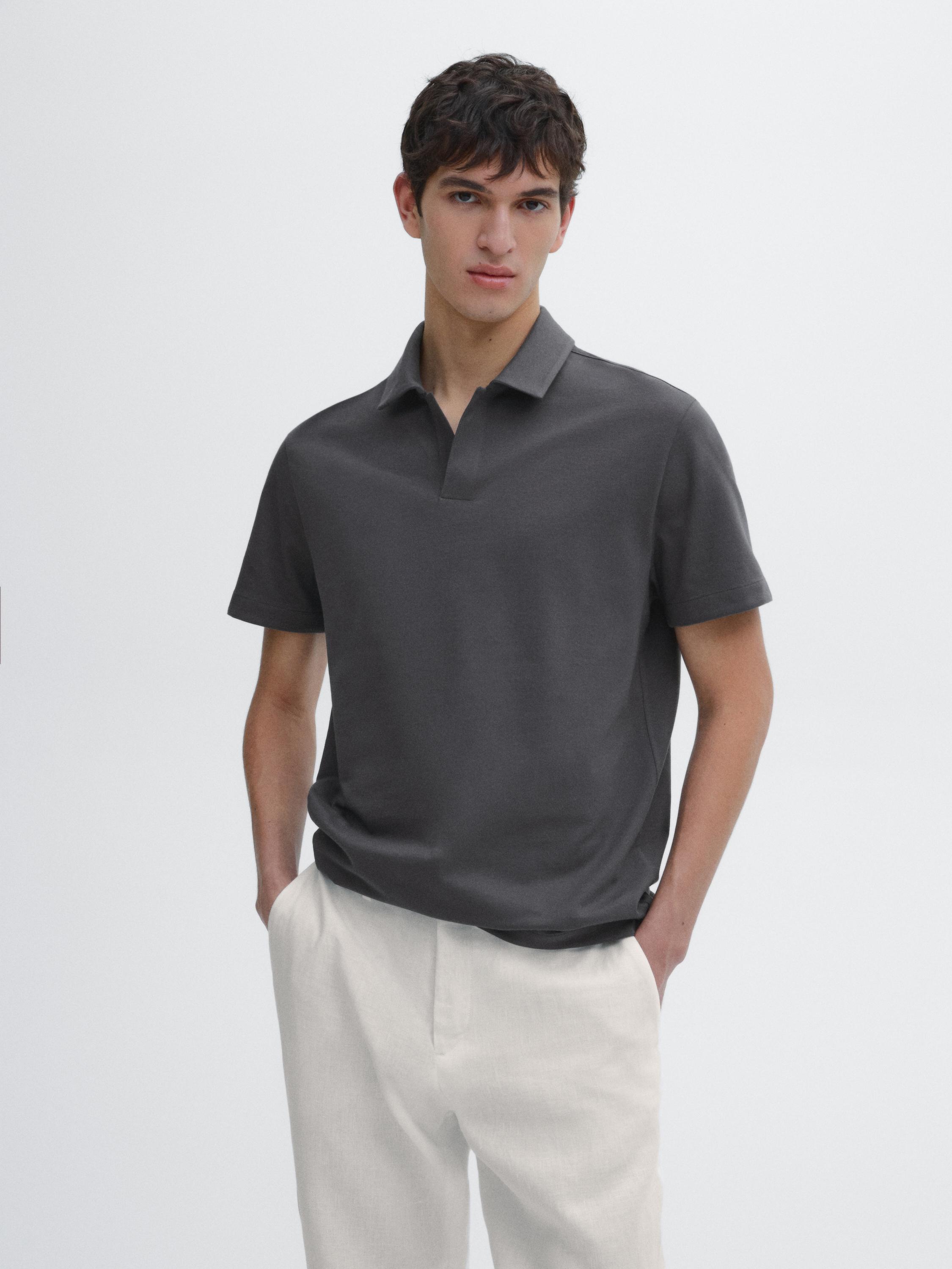 Short sleeve cotton knit polo shirt