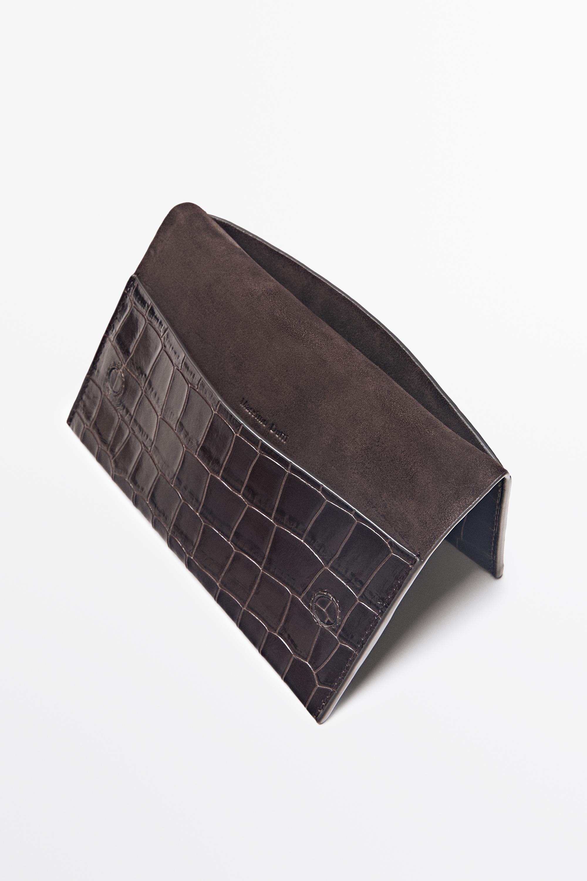 Crocodile-embossed leather belt bag