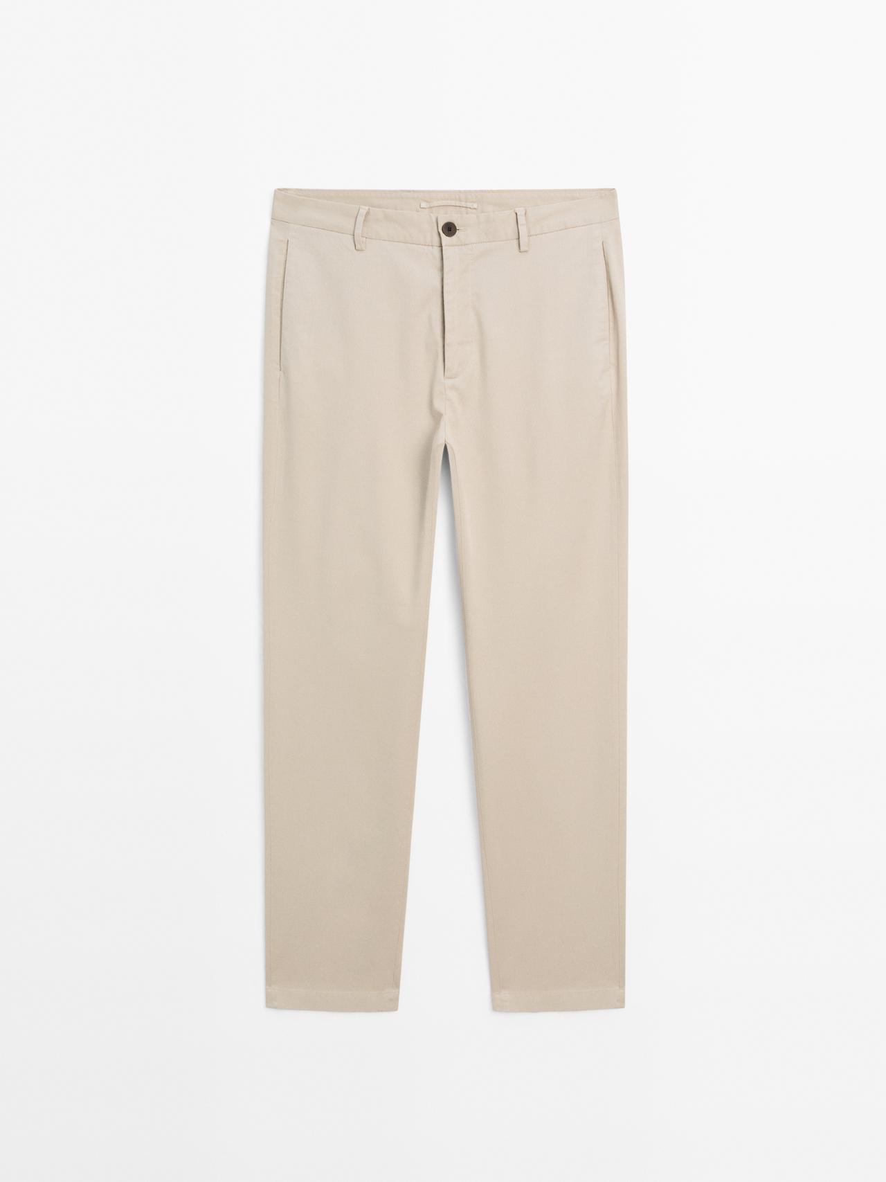 Massimo Dutti - Herre - Strukturvævede, Slim Fit Bukser - Beige - 46