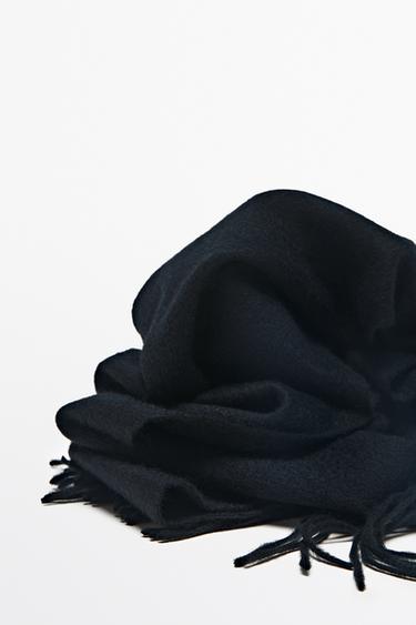 Fringed 100% cashmere knit scarf — BLACK 4