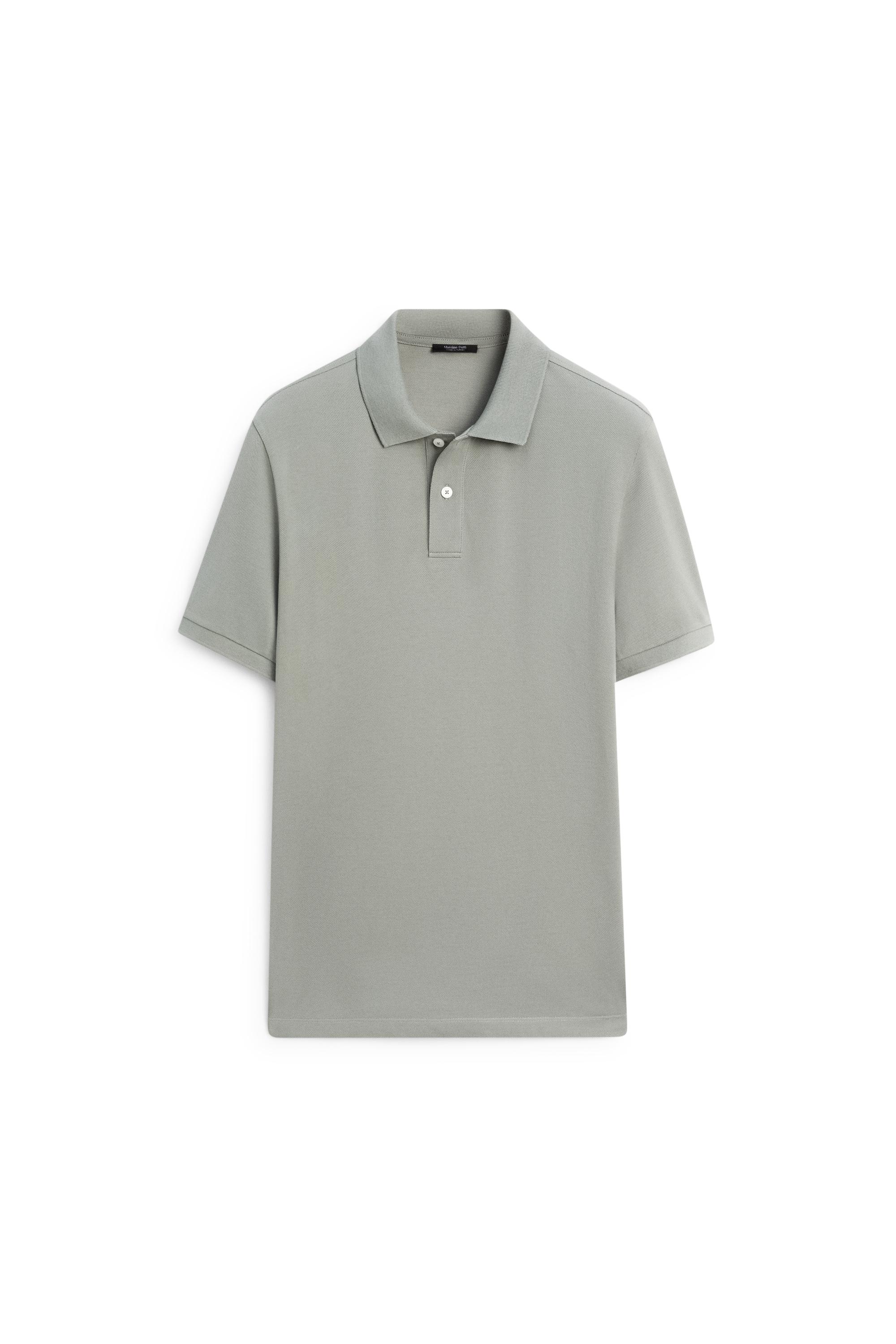 Micro-textured cotton piqué polo shirt — Sea green